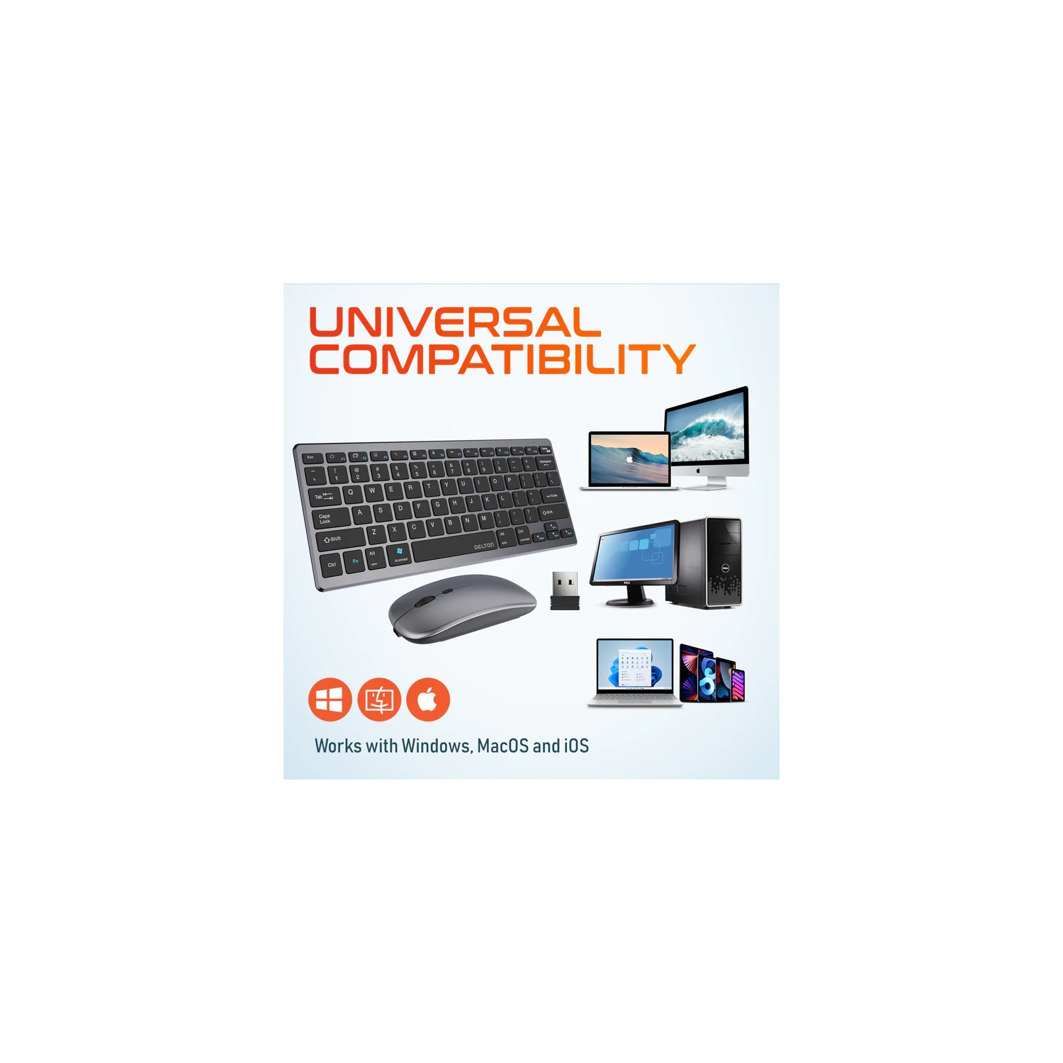 Delton N35 Portable Wireless Keyboard & Mouse Combo – Black