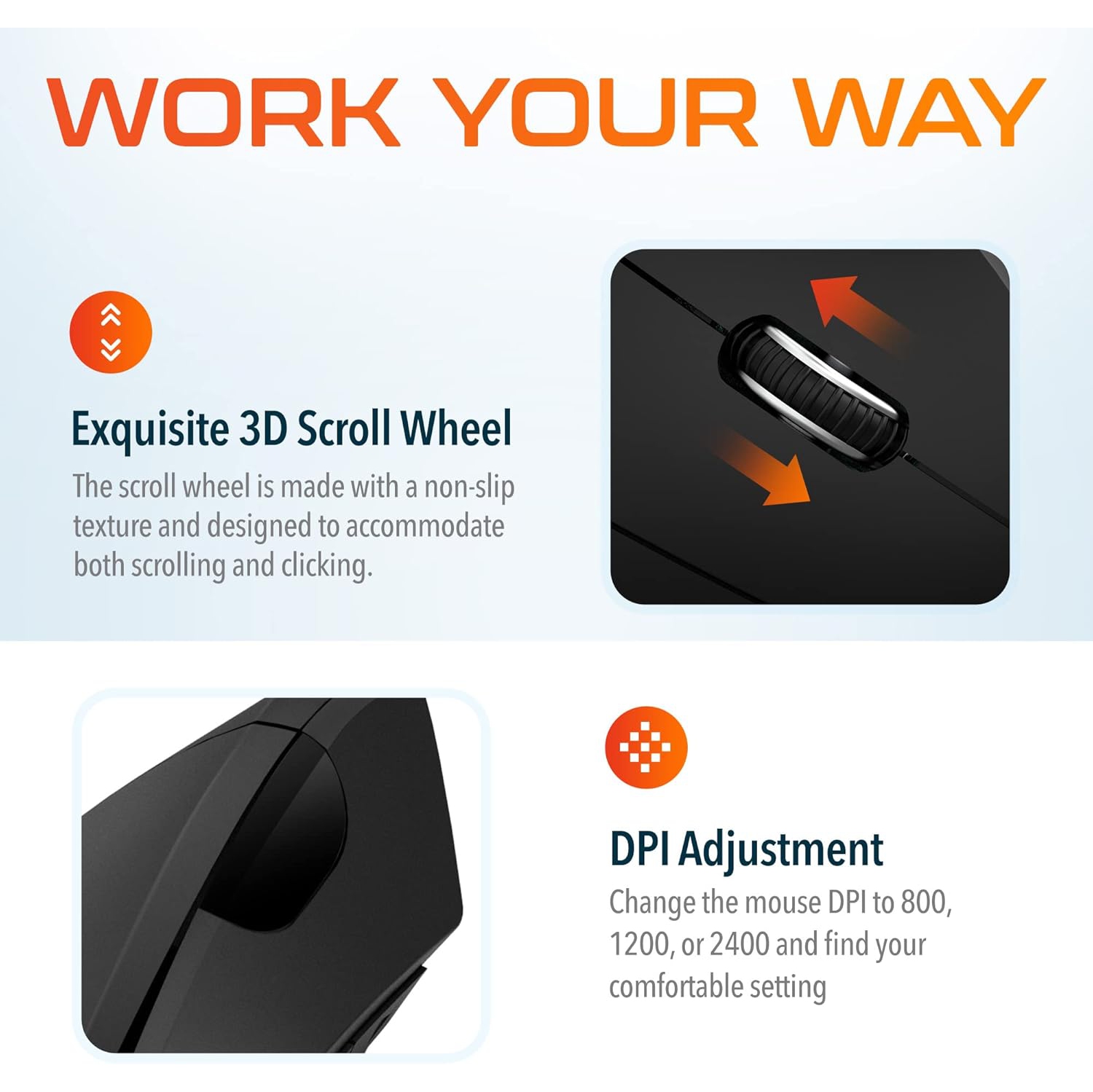 Delton Ergonomic Vertical Wireless Mouse – Black