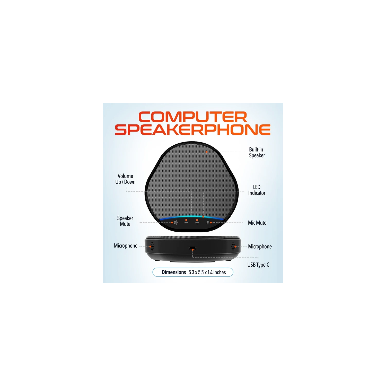 Delton C3900 USB Conference Speaker & Mic – Black