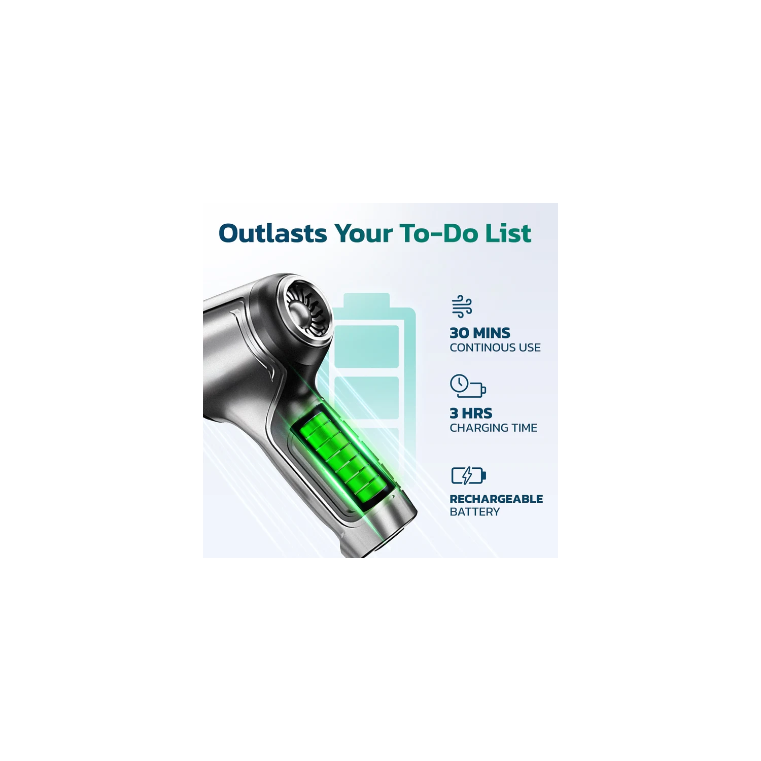 Purely C105 Rechargeable Air Duster & Vacuum Cleaner – Silver