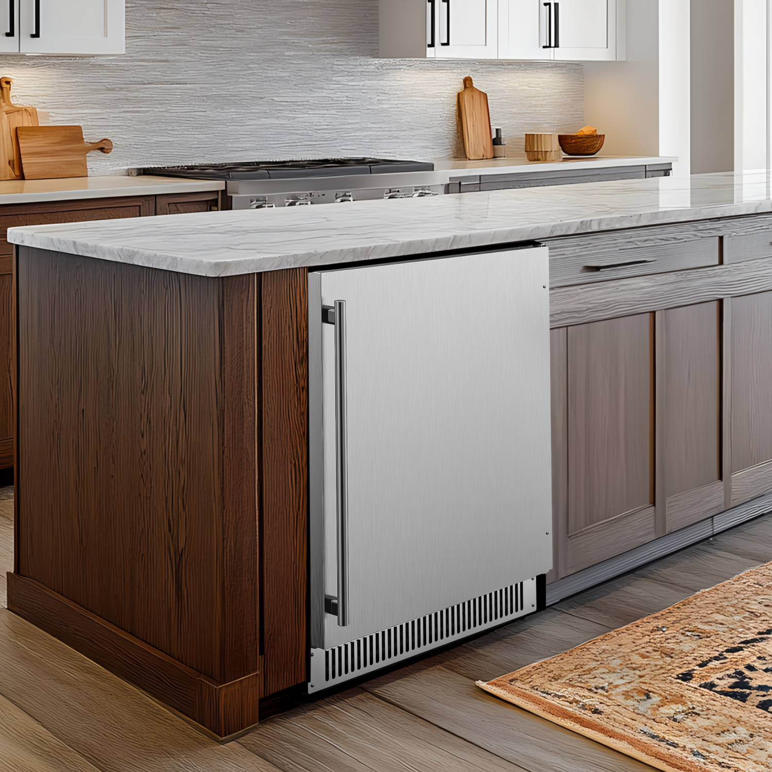 Coolski Outdoor Refrigerator 24 Inch Under-Counter Beverage Fridge 180 Cans Built-In or Freestanding