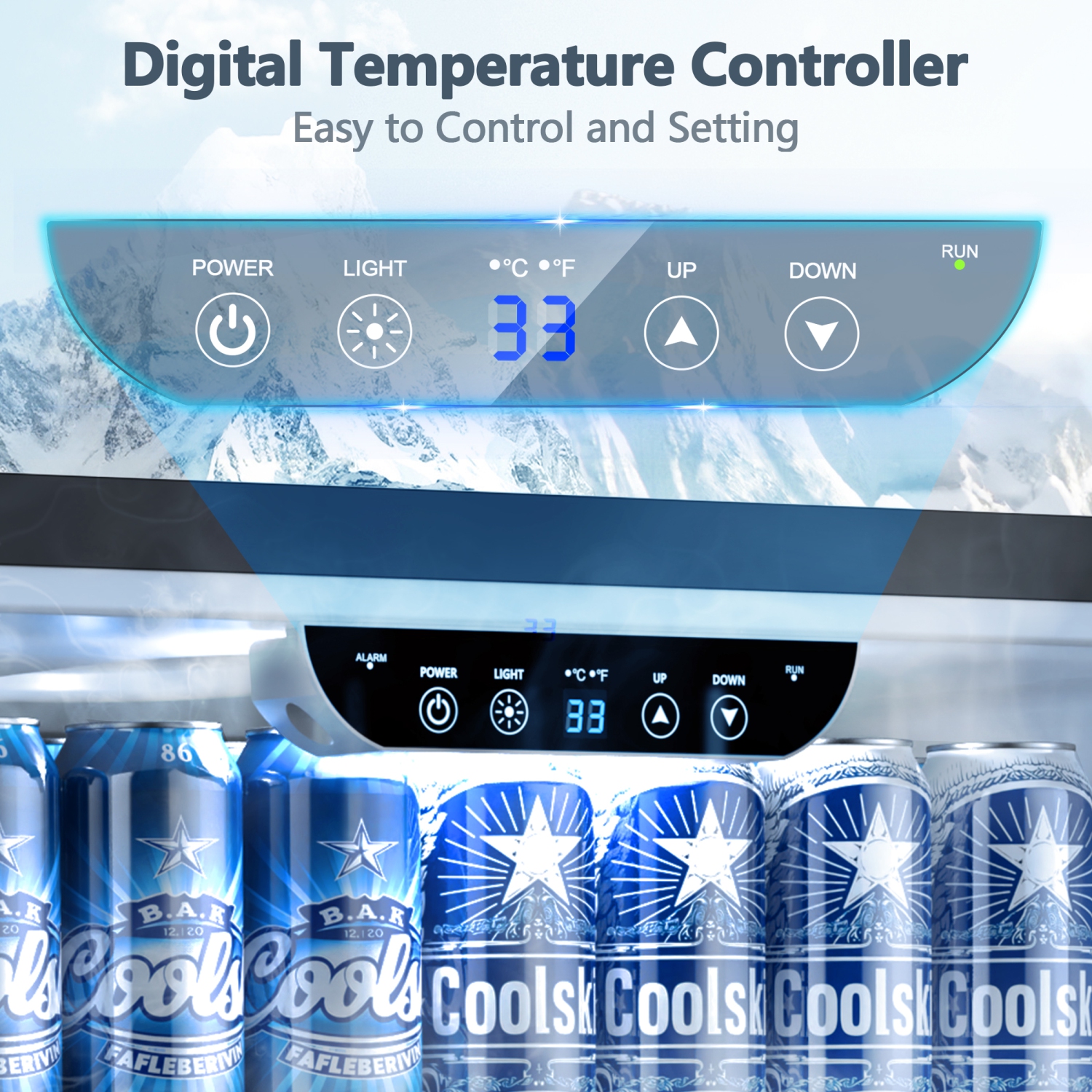 Coolski Outdoor Refrigerator 24 Inch Under-Counter Beverage Fridge 180 Cans Built-In or Freestanding