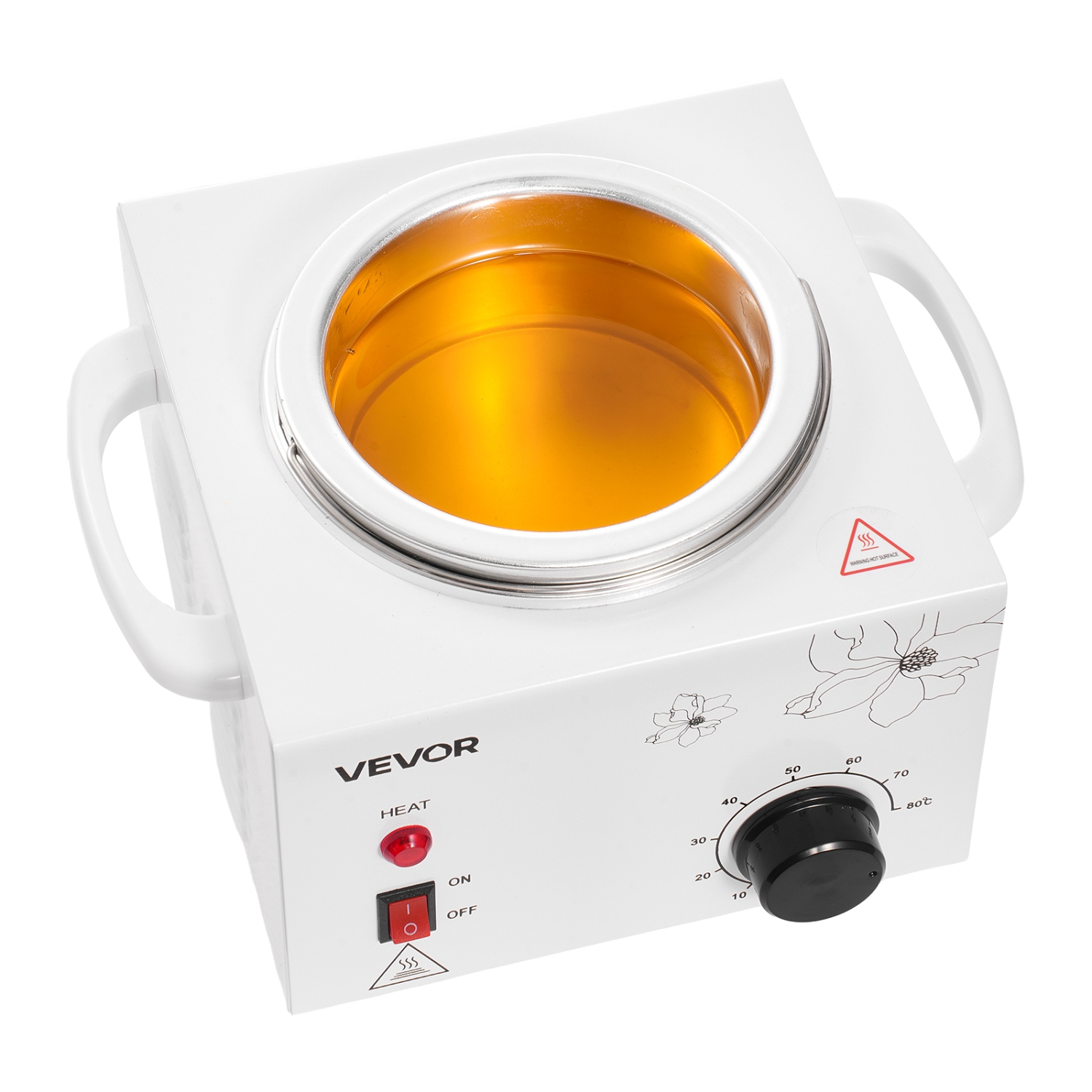 VEVOR 600ML Single Wax Warmer, Professional Wax Warmer for Hair Removal, 32 ℉ to 176℉ Adjustable Electric Waxing Heater Pot with 100PCS Waxing Sticks