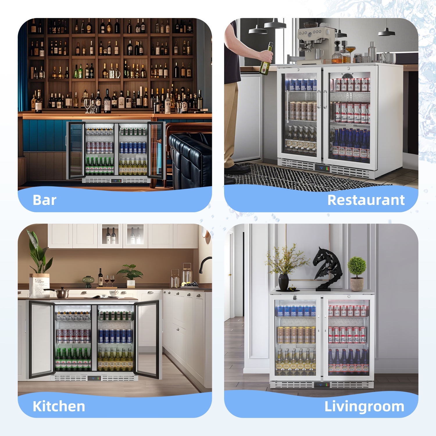 Coolak 36 inch 7.4 cu.ft Back Bar Cooler Commercial Under Counter Beverage Refrigerator-Freestanding/built in