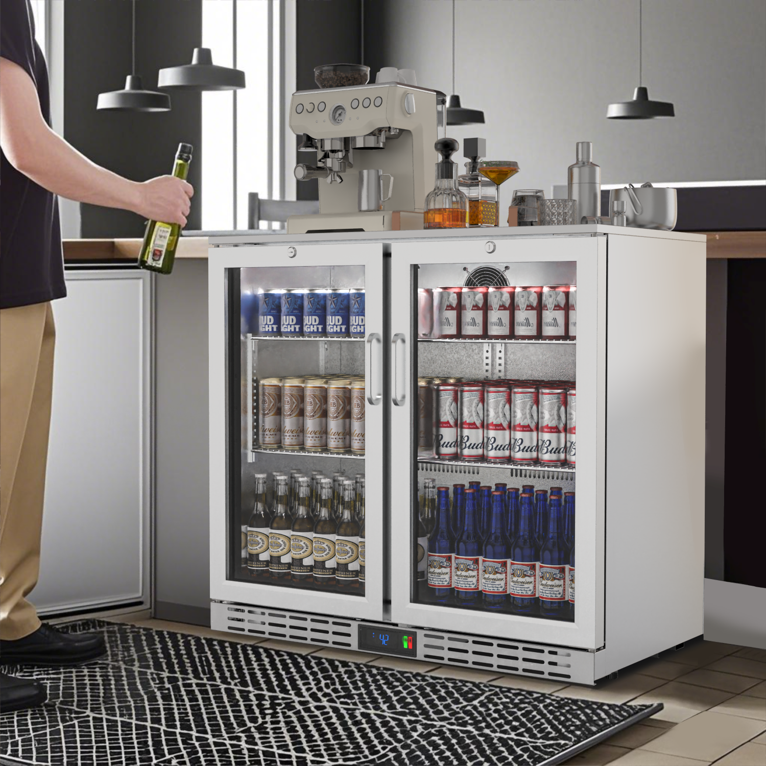 Coolak 36 inch 7.4 cu.ft Back Bar Cooler Commercial Under Counter Beverage Refrigerator-Freestanding/built in