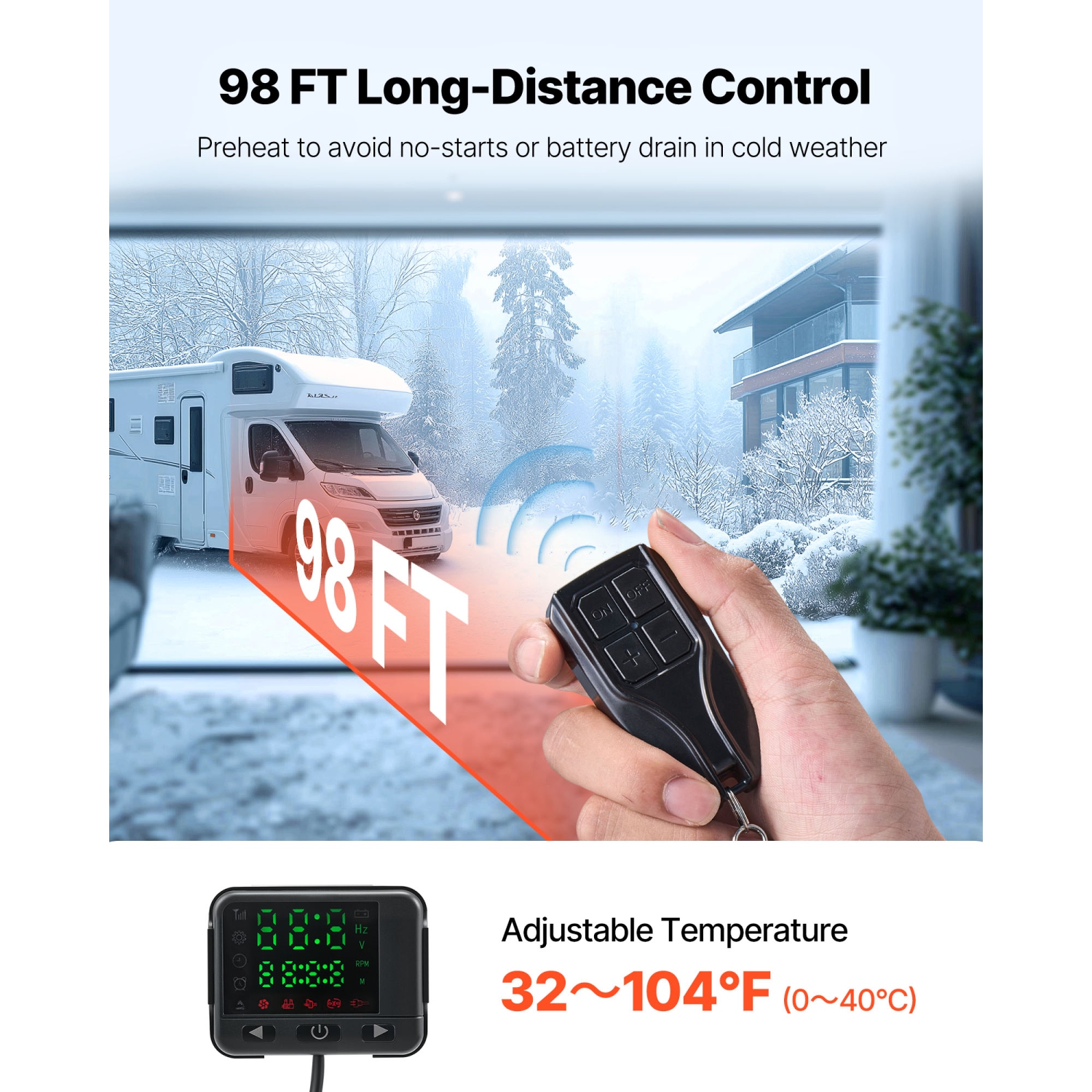 VEVOR 8 kW DC12-24V Diesel Air Heater, Fast Heating Diesel Parking Heater with Remote Control and Color Digital Display, Low Noise, Voice