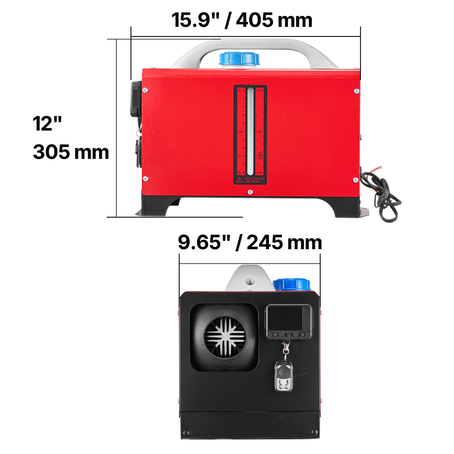 VEVOR 8 kW DC12-24V Diesel Air Heater, Fast Heating Diesel Parking Heater with Remote Control and Black LCD Switch, Low Noise, Pre-Heating Function,