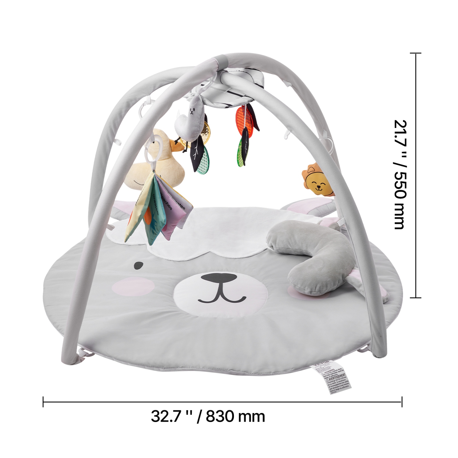 VEVOR 0-18 Months Baby Play Gym Mat, Tummy Time Mat with 5 Sensory Toys, Baby Activity Mat with Light-up Musical Duck Toy, Baby Essential Gift for