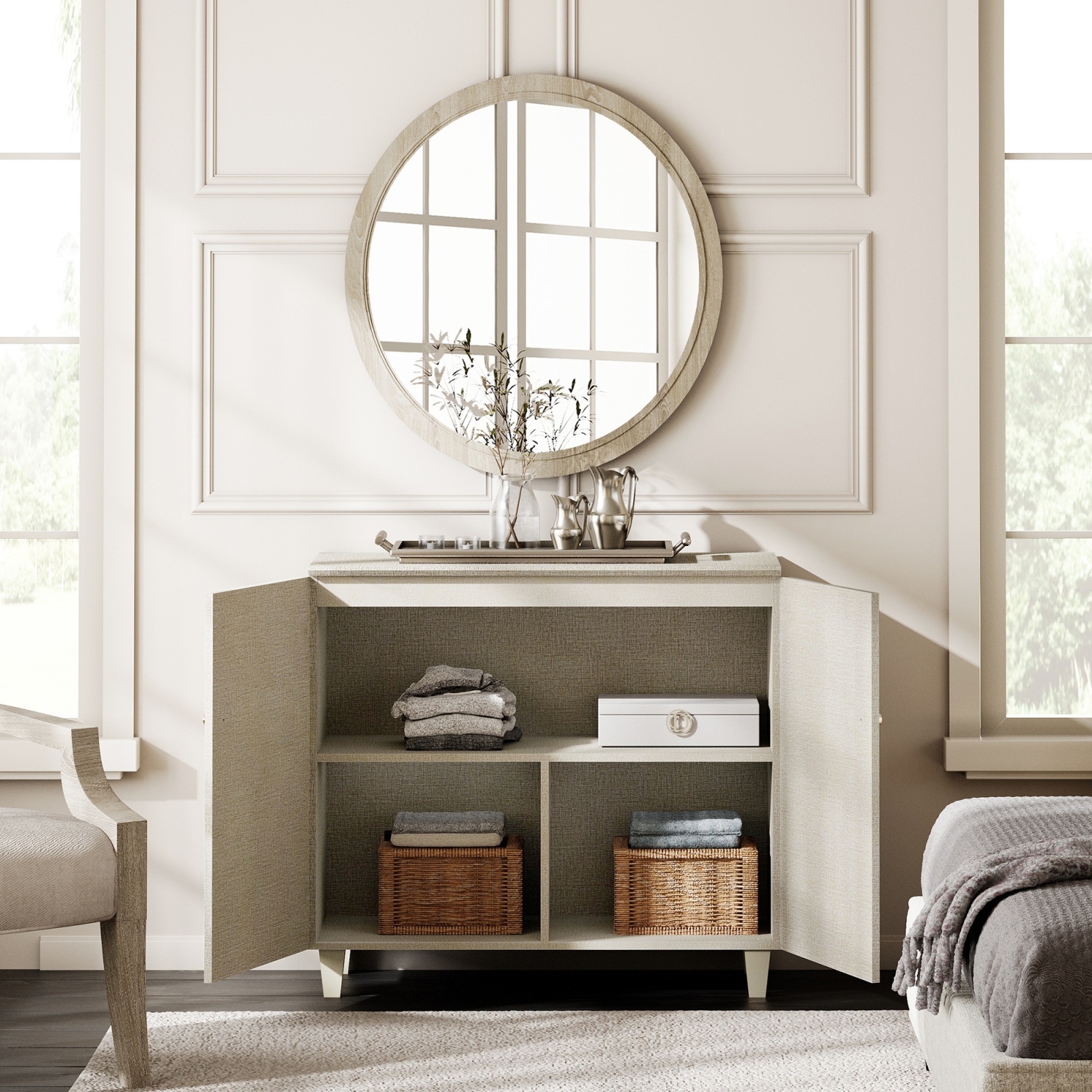 WAMPAT TV Stand for 110+ Inch TVs, 4-in-1 Modern Entertainment Center with 4 Doors and 6 Drawers, 142" Wooden Media Console Table with Compartments