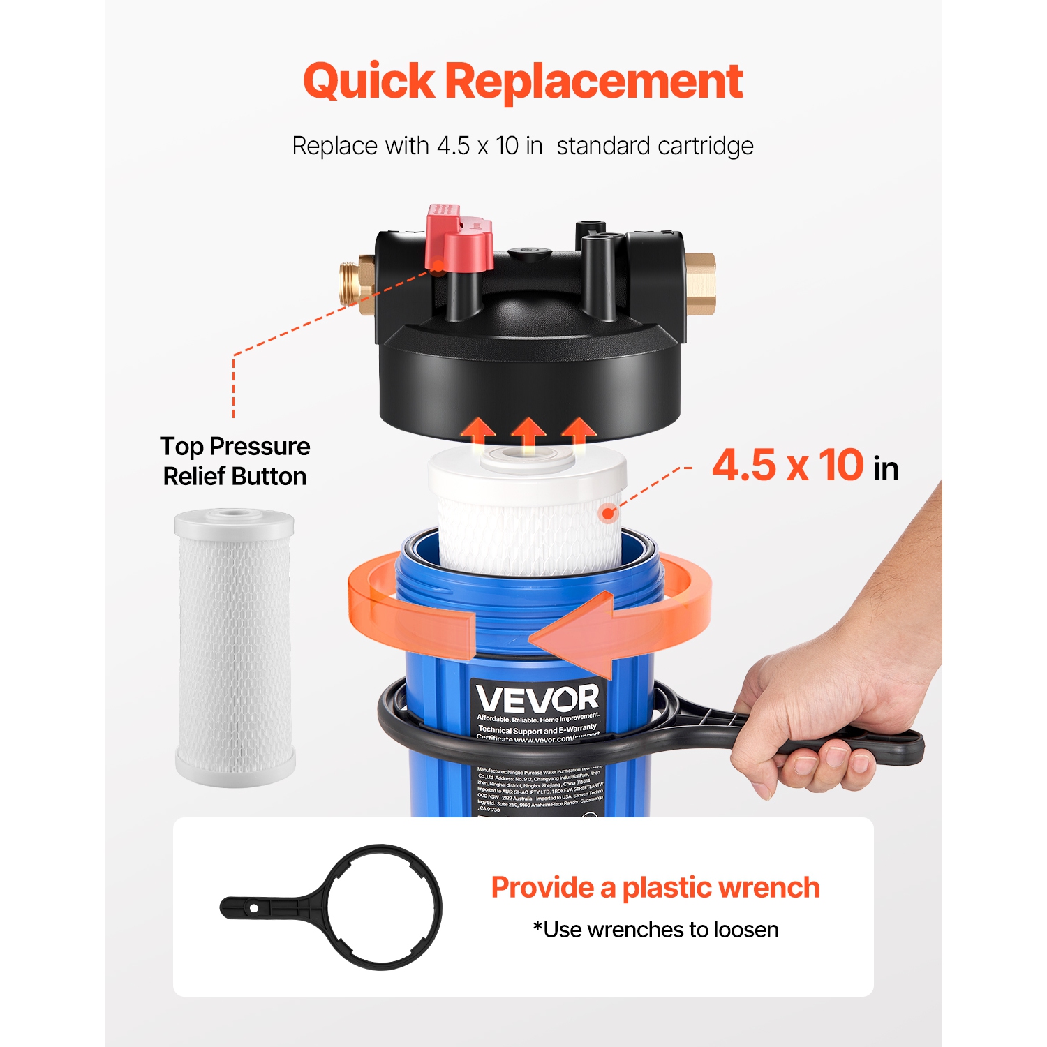 VEVOR RV Water Filtration System, Drinking Water Filter System with Replaceable Cartridge for Campers, Remove Sediments, Chlorine, Bad Tastes, Odors,