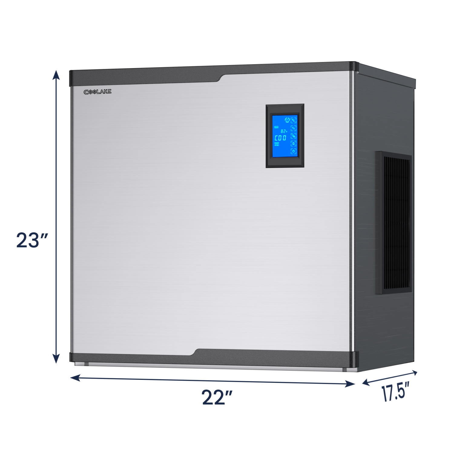 Coolake 22 Inch Commercial Ice Maker Machine 450lbs/24H, Full Cube Air Cooled Stainless Steel Freestanding Ice Machine for Restaurant Church Hotel,