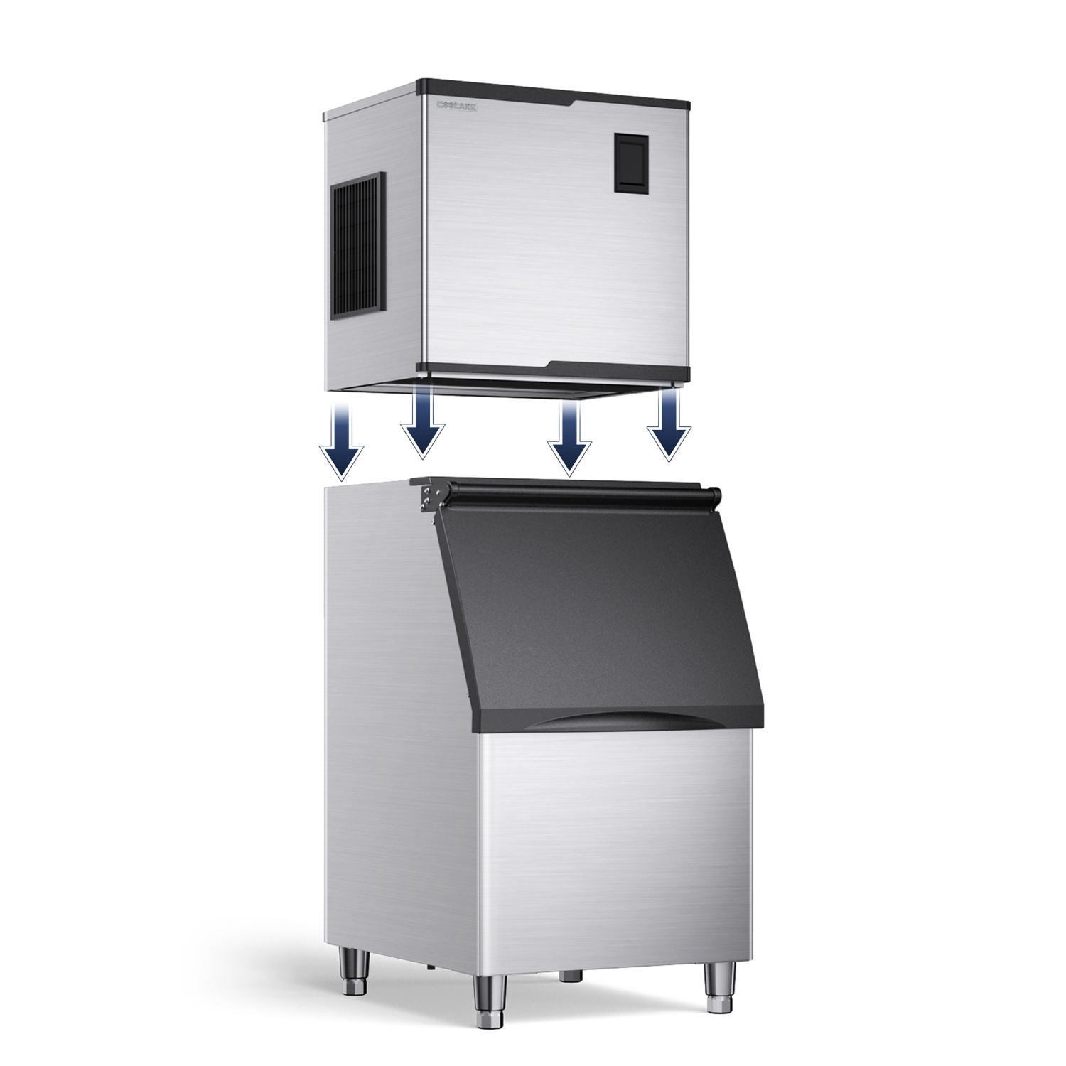 Coolake Commercial Ice Maker Machine 550lbs/24H, 22 Inch Air Cooled Stainless Steel Industrial Ice Machine, Modular Ice Cube Machine for Restaurant