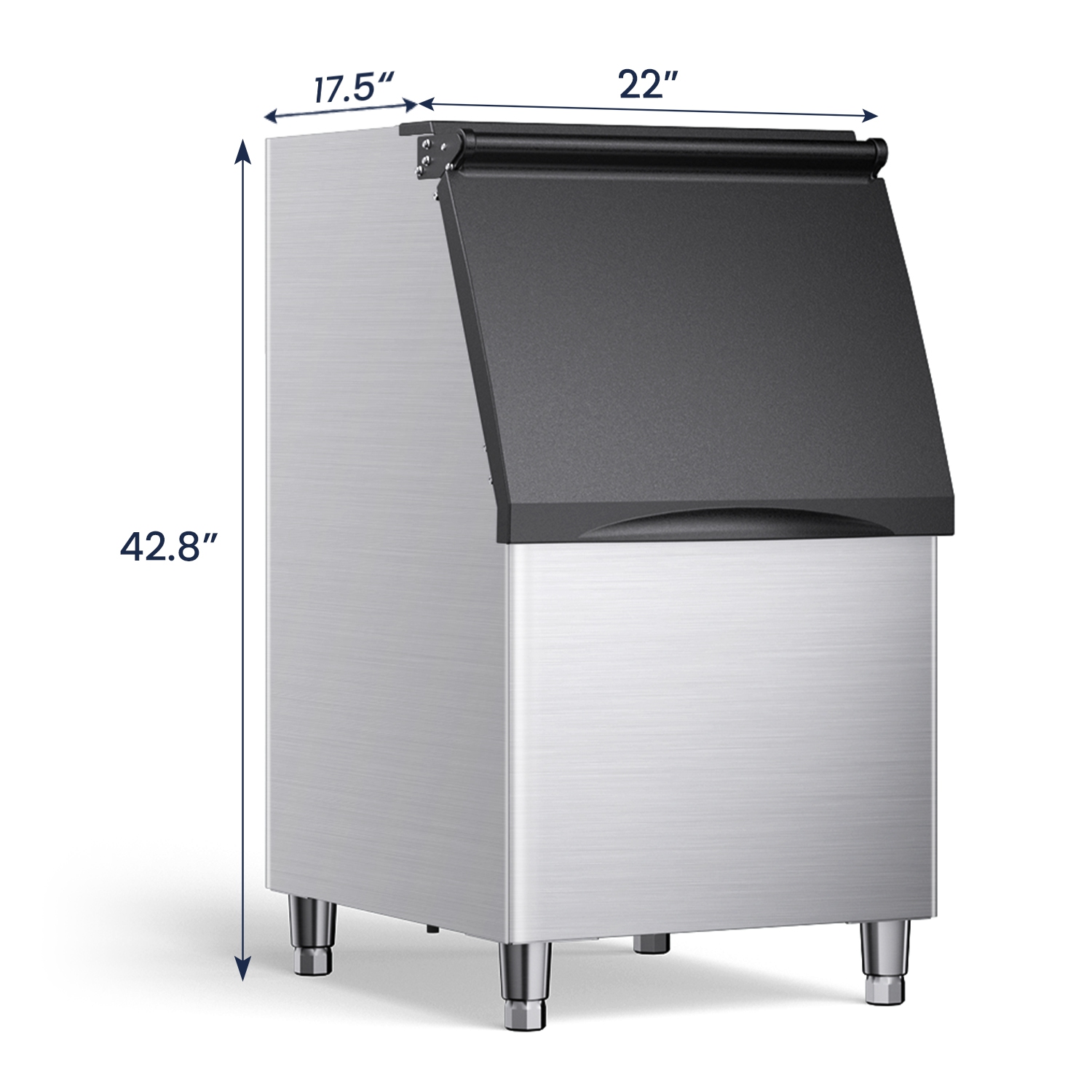 Coolake 360 lb. Commercial Ice Storage Bin, 26" Stainless Steel Space Saving Footprint Ice Bin with Convenient Lift-up Door, Filter, Scoop,
