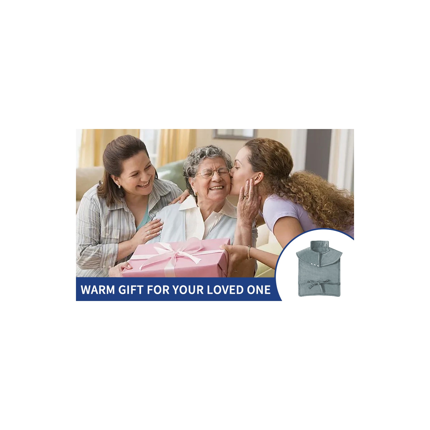 Wearable electric heating pad for warming shoulders, neck, and back with 9-level automatic temperature adjustment, up to 4 hours of auto shut-off