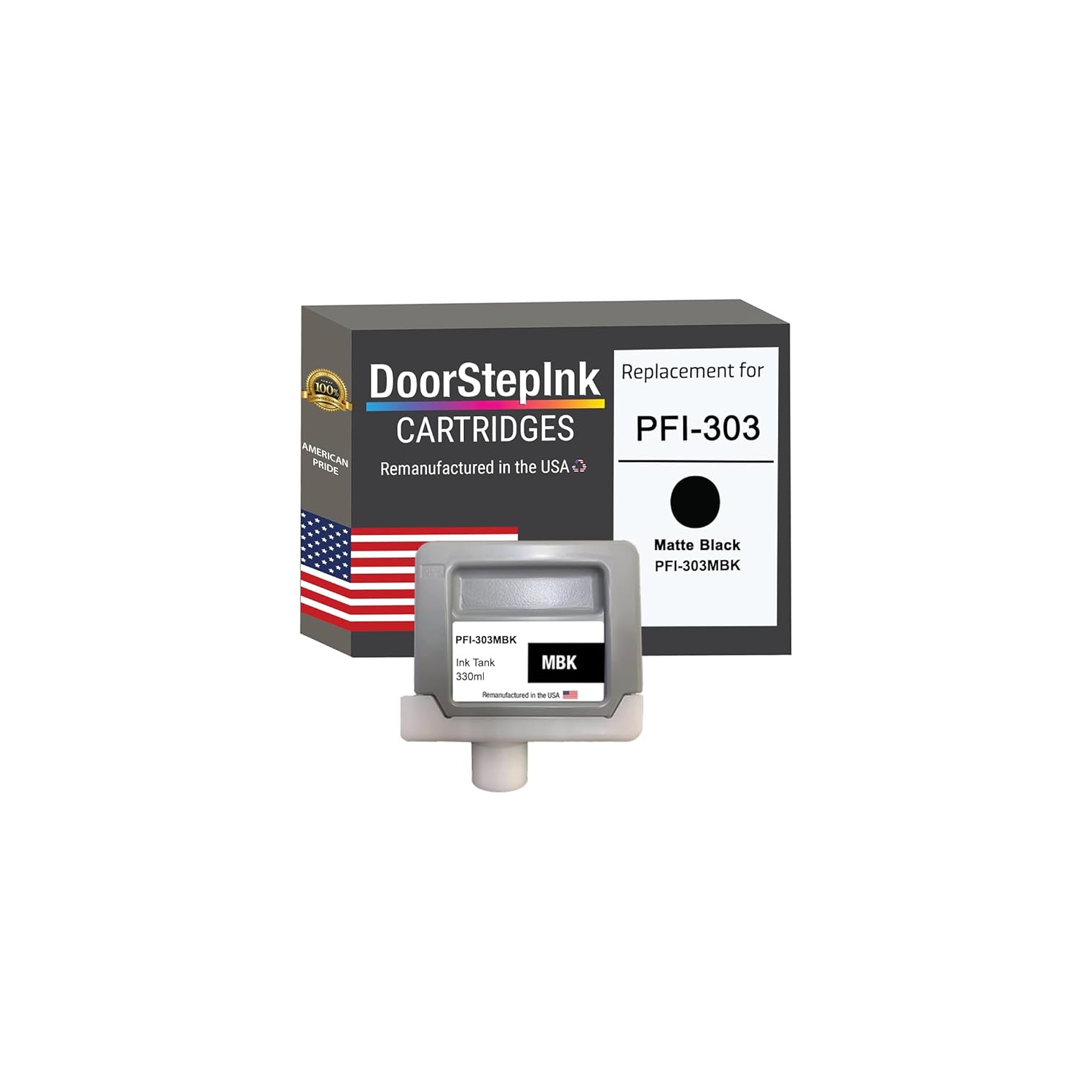 DoorStepInk Brand for Canon PFI-303 330ML Matte Black Remanufactured in the USA Ink Cartridge