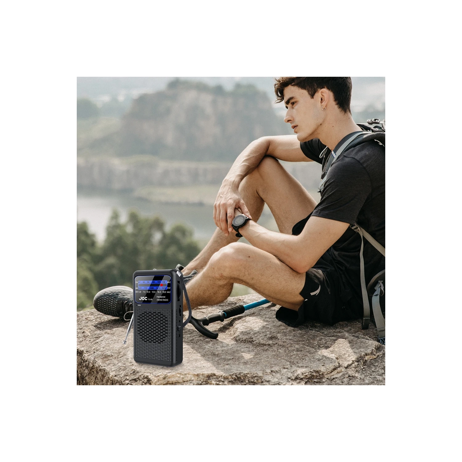 Radio AM/FM portative, radio de poche d'urgence avec lampe de poche LED, alimentation par piles pour la course et la marche à l'extérieur