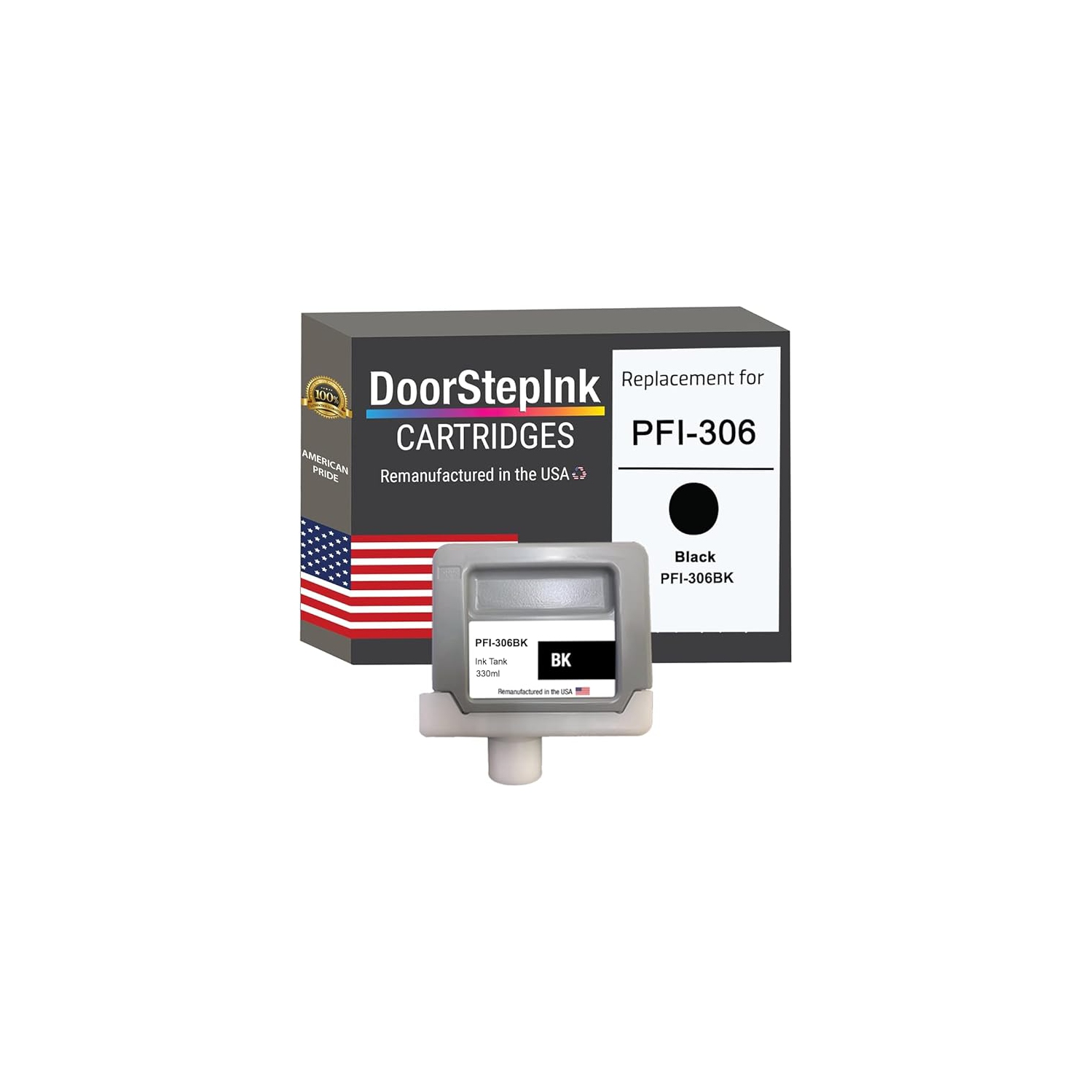 DoorStepInk Brand for Canon PFI-306 330ML Black Remanufactured in the USA Ink Cartridge