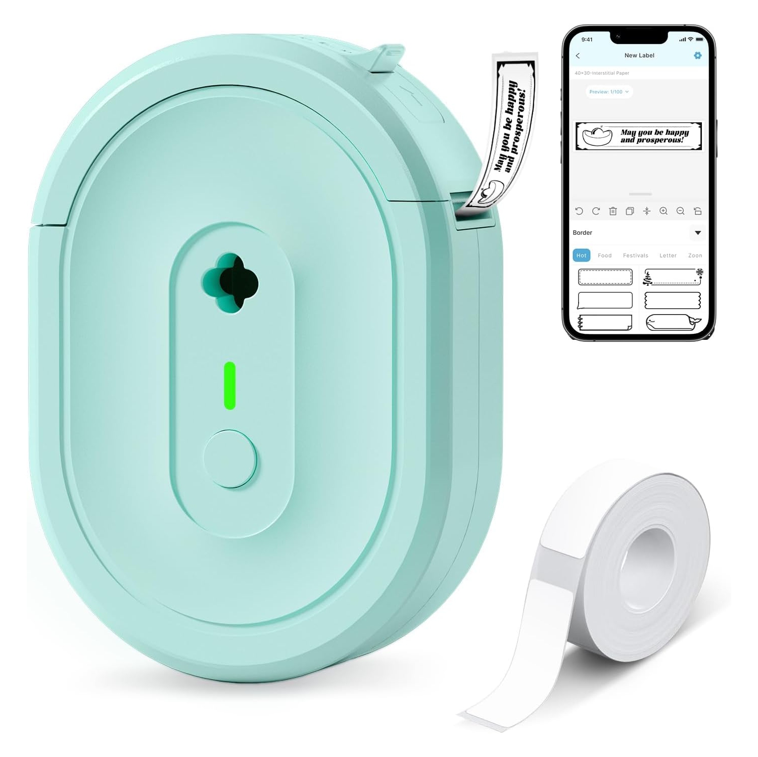 Label Maker Machine with Tape,Portable Bluetooth Label Printer,Wireless Mini Label Makers Thermal Sticker with Multiple Template for Home Kitchen