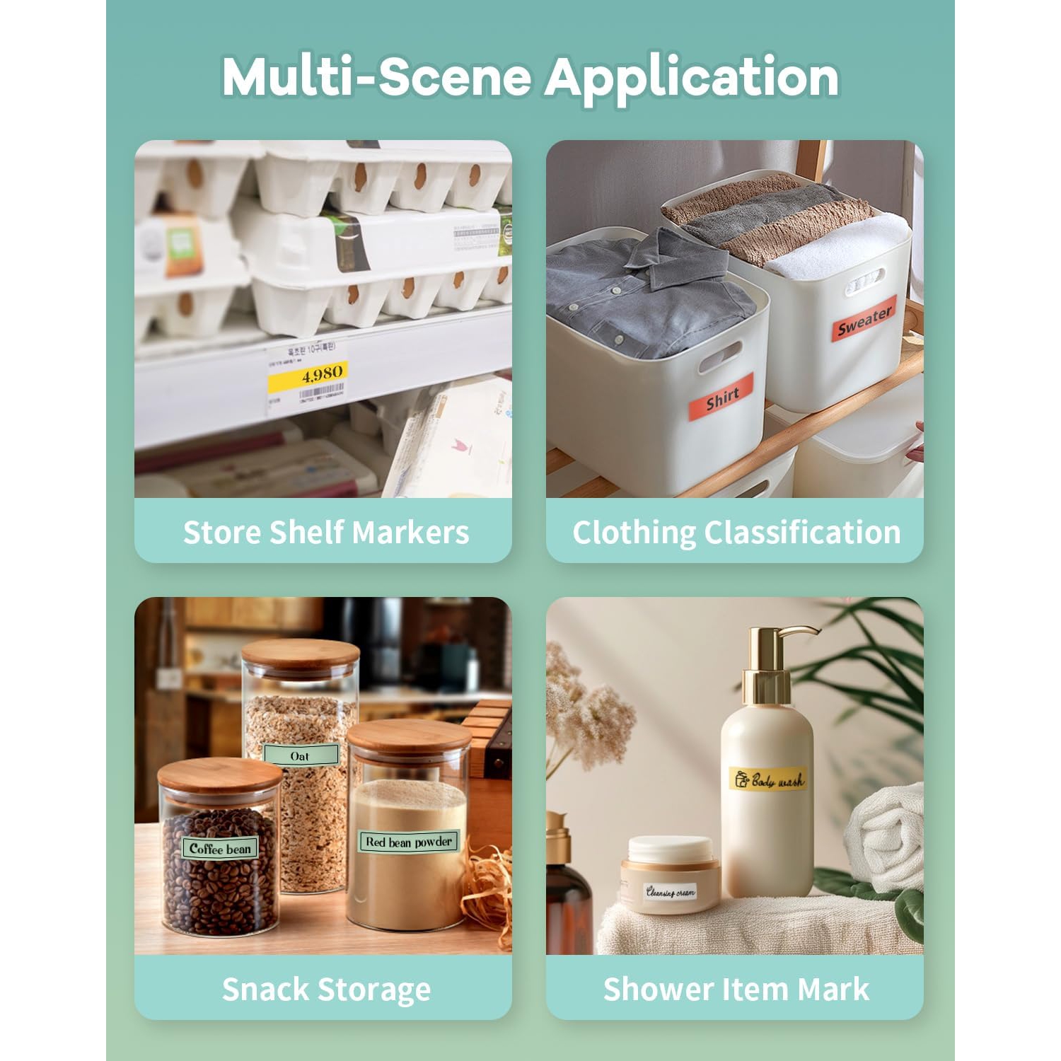 Label Maker Machine with Tape,Portable Bluetooth Label Printer,Wireless Mini Label Makers Thermal Sticker with Multiple Template for Home Kitchen