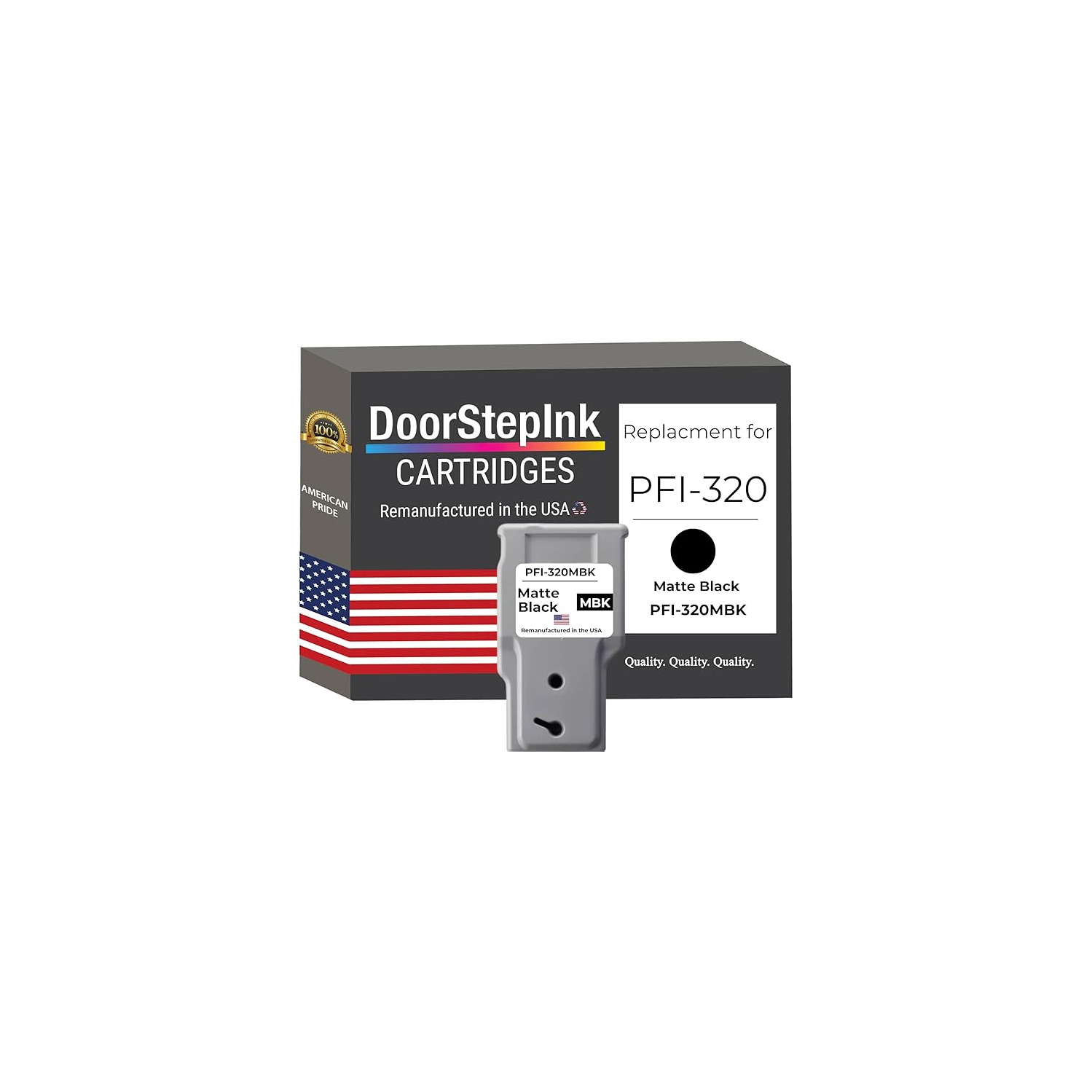 DoorStepInk Brand for Canon PFI-320MBK Matte Black Remanufactured in the USA Ink Cartridge, 2889C001
