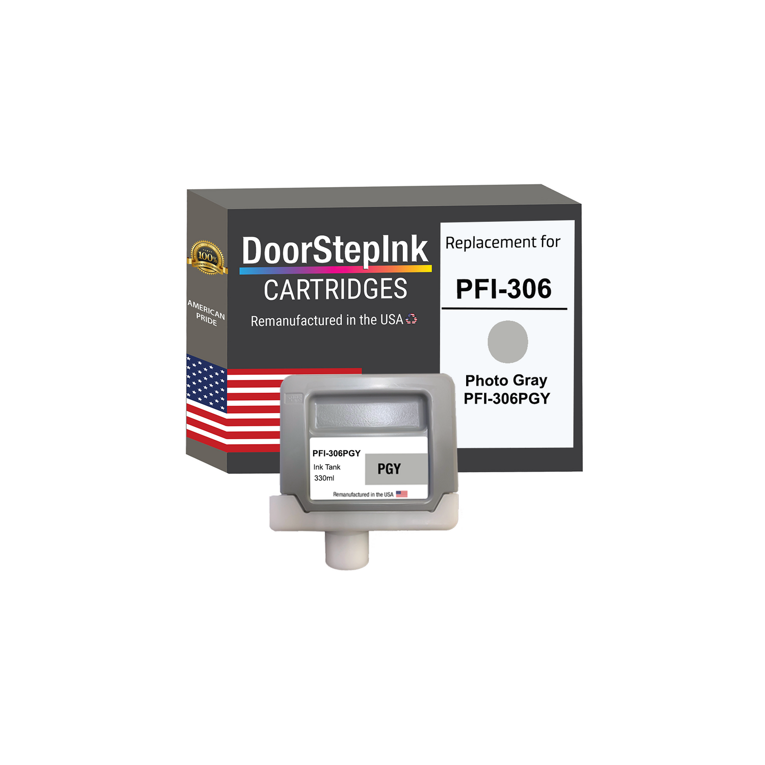 DoorStepInk Brand for Canon PFI-306 330ML Photo Gray Remanufactured in the USA Ink Cartridge