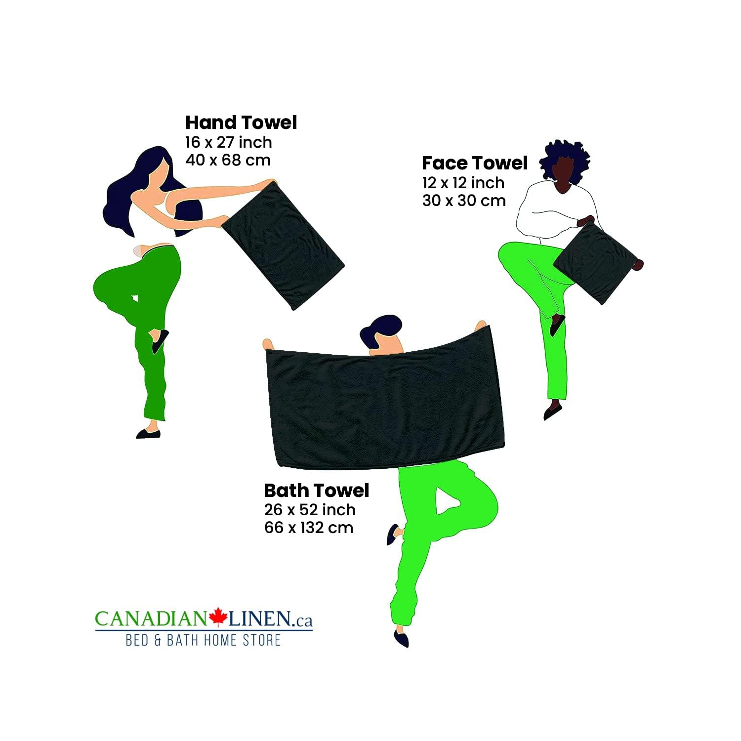 Canadian Linen Premium Bath Towels Set, 4 Pack, 26”x52” 500 GSM, Soft Absorbent Ring Spun Terry Cotton Lightweight Quick Dry Color Towels, Home