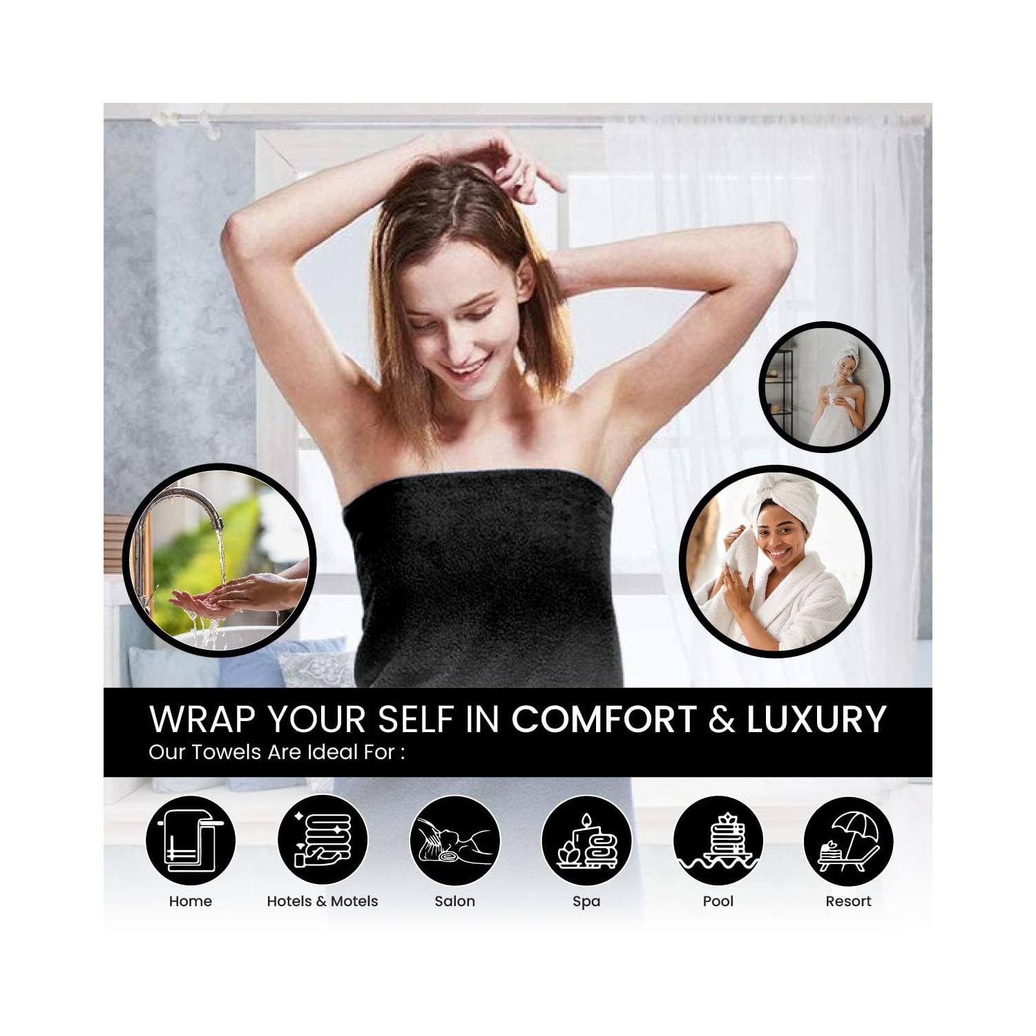 Canadian Linen Premium Bath Towels Set, 4 Pack, 26”x52” 500 GSM, Soft Absorbent Ring Spun Terry Cotton Lightweight Quick Dry Color Towels, Home