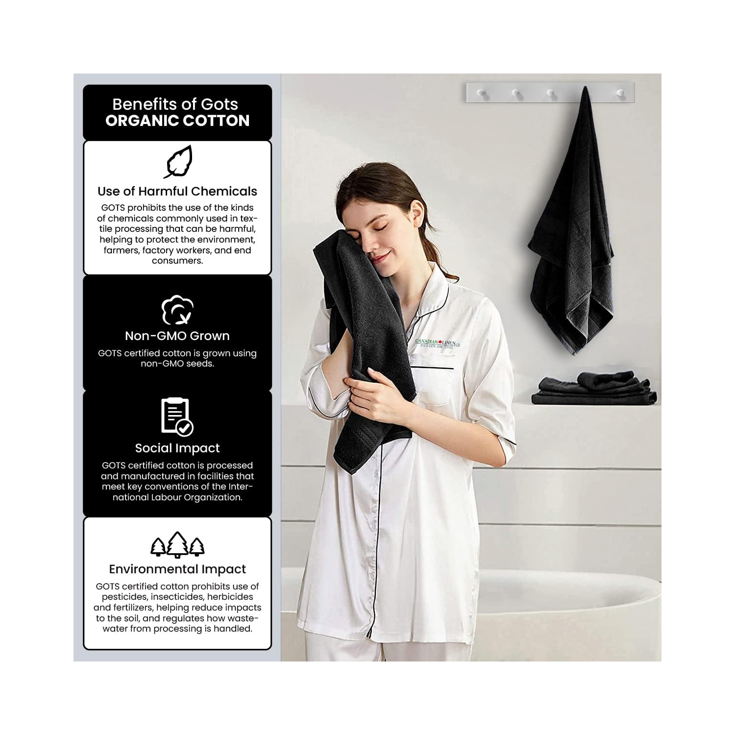 Canadian Linen Premium Bath Towels Set, 4 Pack, 26”x52” 500 GSM, Soft Absorbent Ring Spun Terry Cotton Lightweight Quick Dry Color Towels, Home