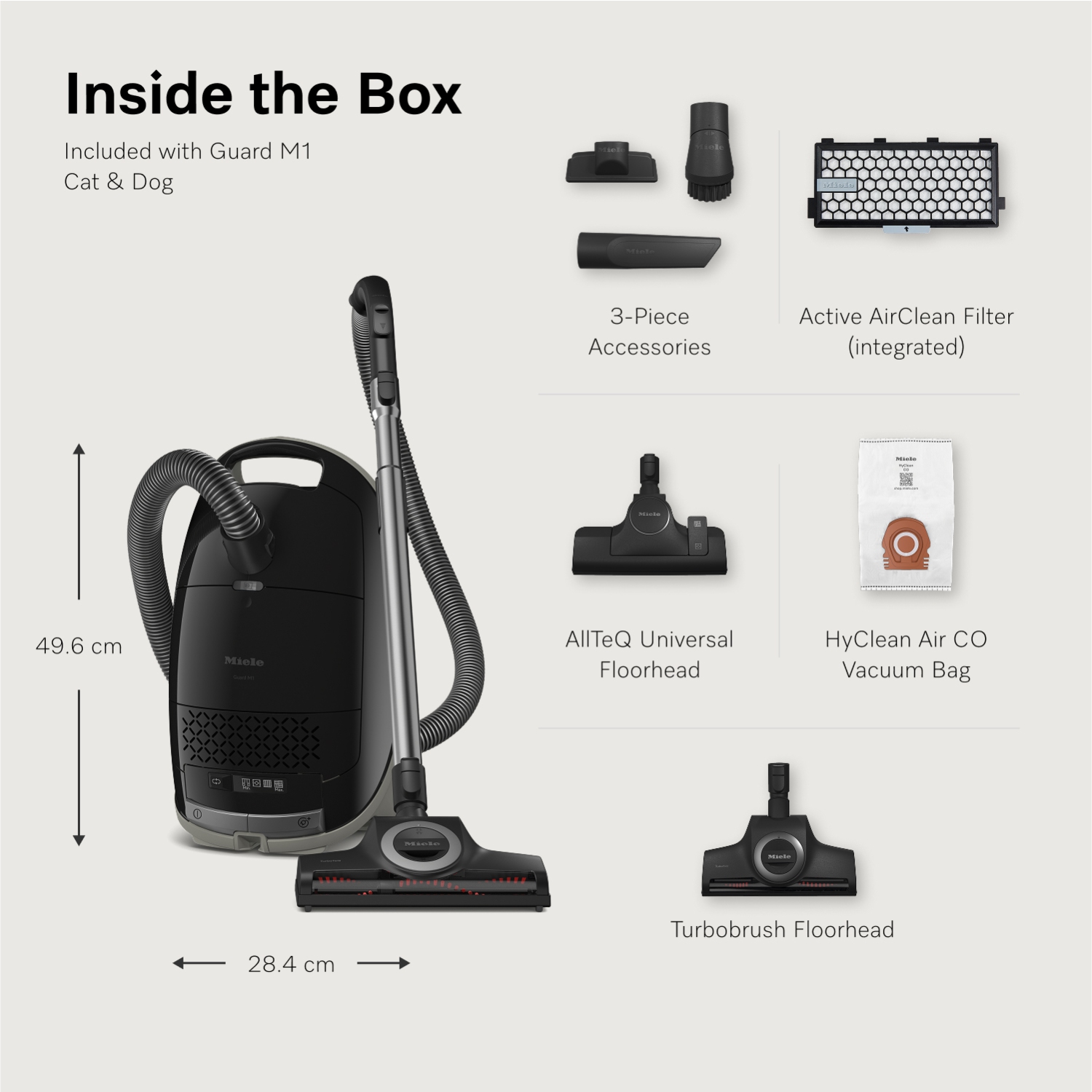 Miele Guard M1 Cat & Dog Cannister | Bagged Vacuum for Pet Hair with TurboBrush, Active AirClean Filter, and Long Reach for Carpets and Hard Floors |