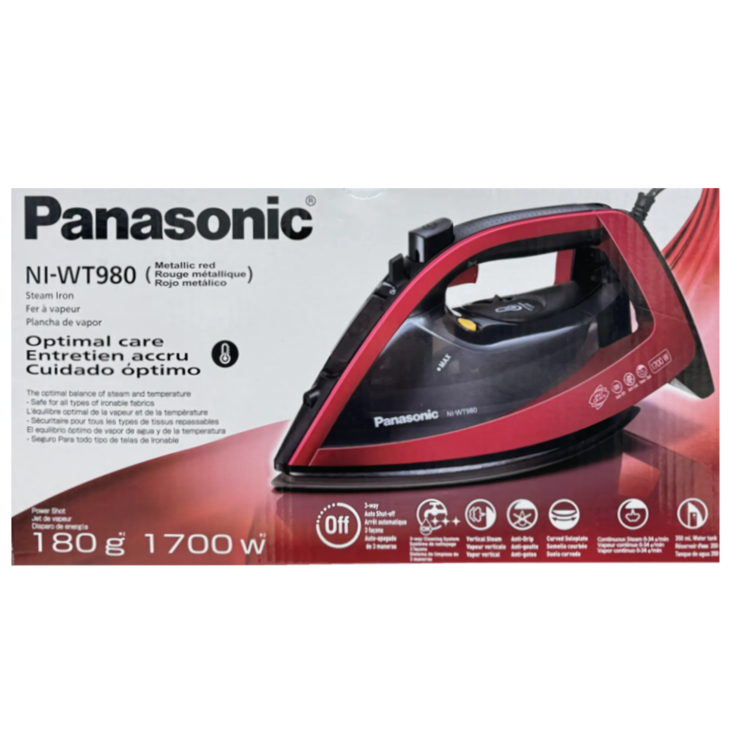 Panasonic Optimal Care Steam Iron NI-WT980 Metallic Red