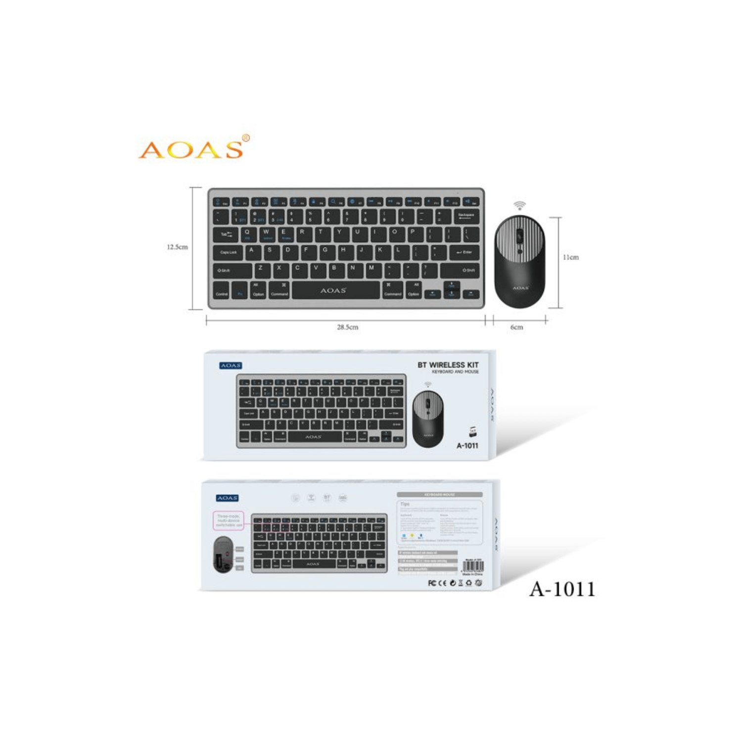 AOAS Bluetooth Wireless Kit With Keyboard and Mouse A-1011