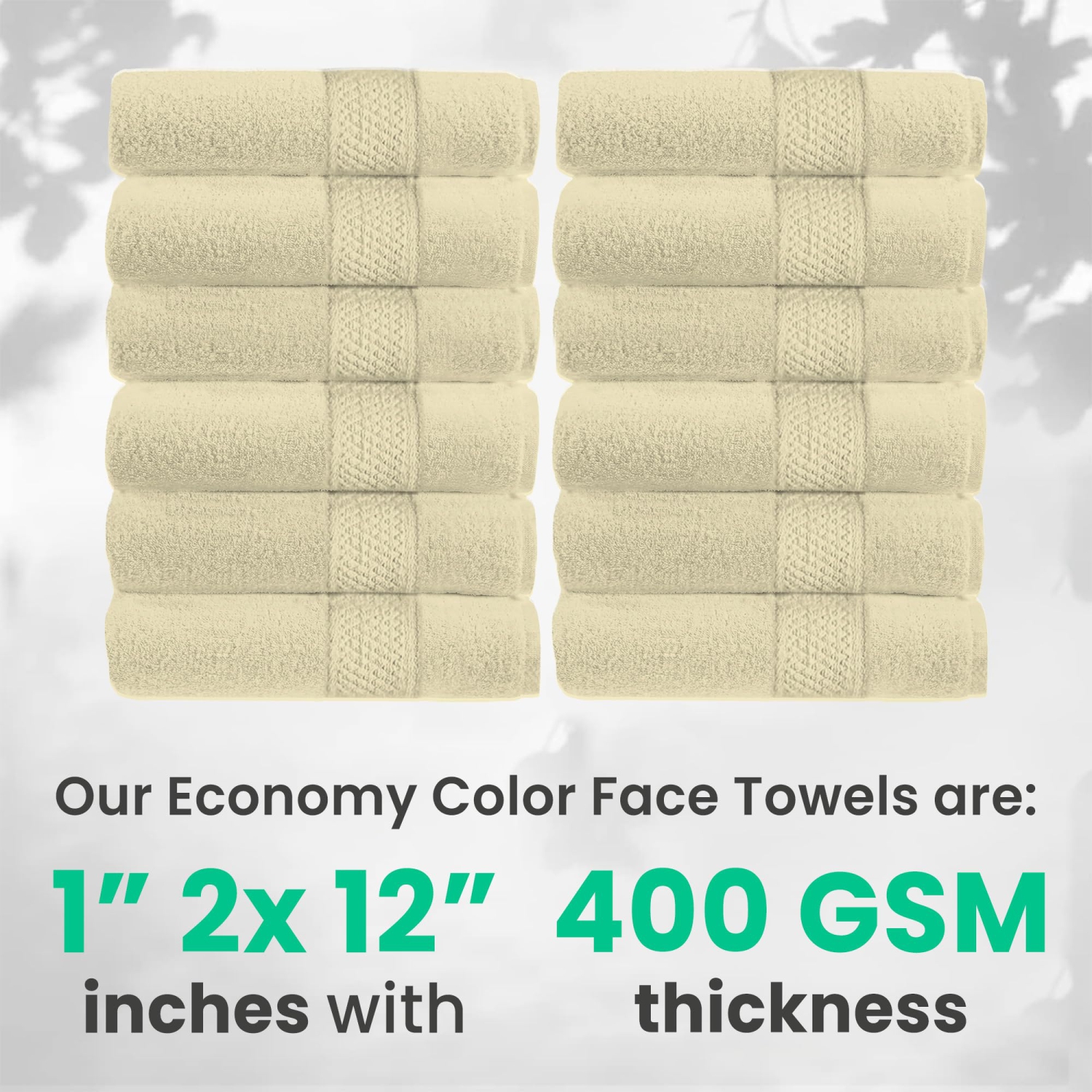 Canadian Linen Economy Washcloths Set,12 Pack, 12”x12” 100% Cotton Cream Color Face Towel Soft Absorbent Lightweight Face Cloths for Spa Hair Salon