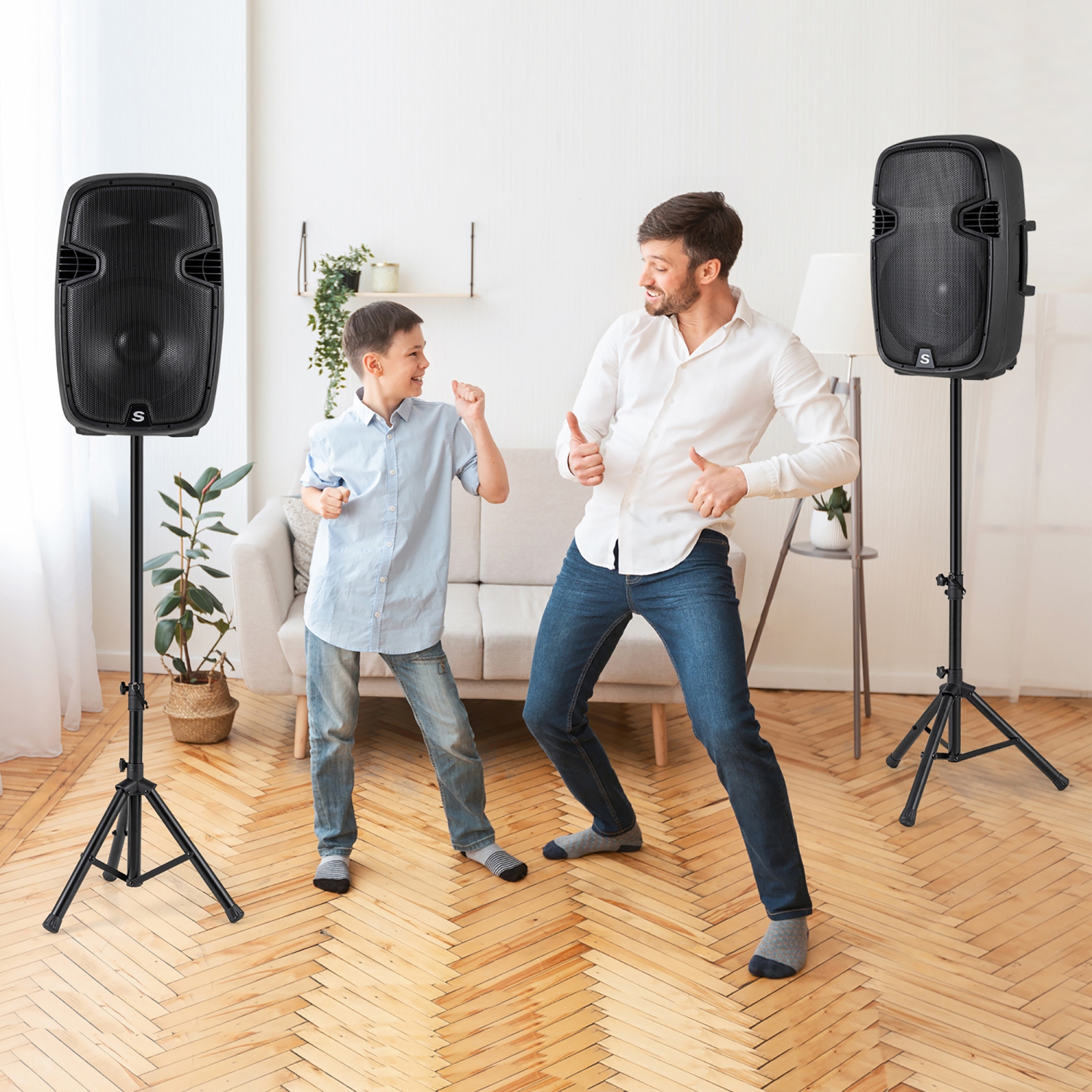 Gymax Portable Dual 15'' 2-way 2000 W Powered Speakers w/ Stands & Controller