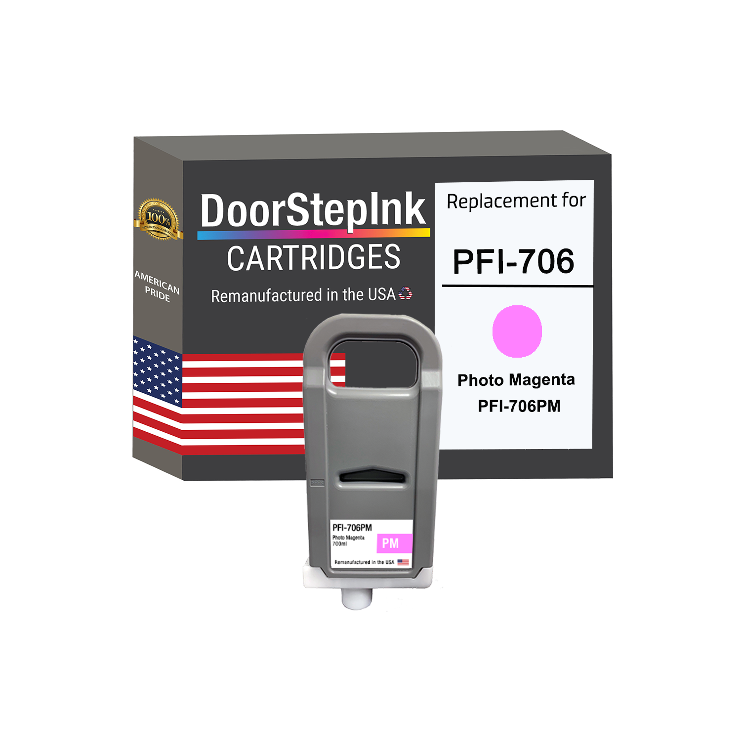 DoorStepInk Brand for Canon PFI-706 700mL Photo Magenta PFI-706PM Remanufactured in the USA Ink Cartridge