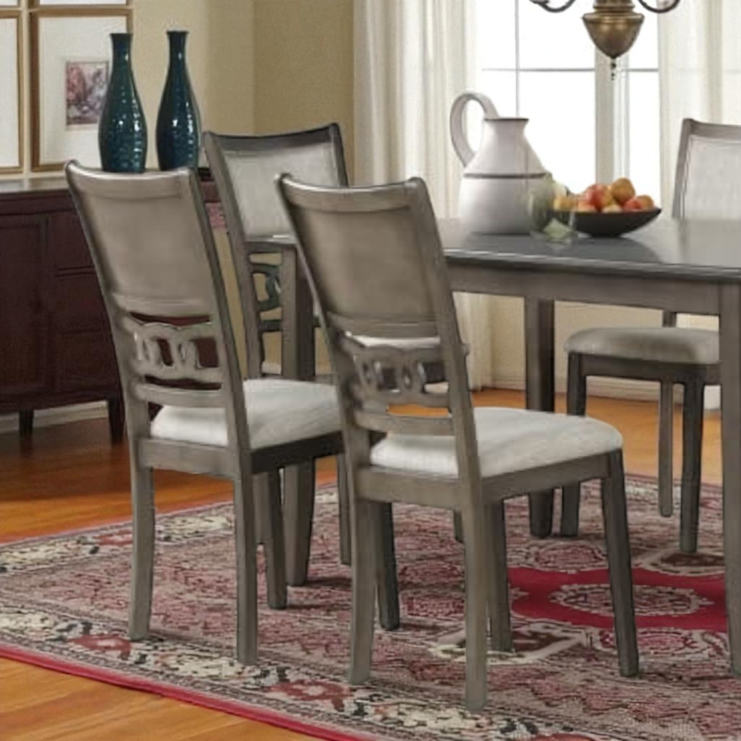 Cosmic Homes 7 Pcs Anna Dining Table Set for 6 Grey | Modern Dining Chairs Set of 6 & Dining Room Table | Table a Manger, Chaise de Cuisine | Table