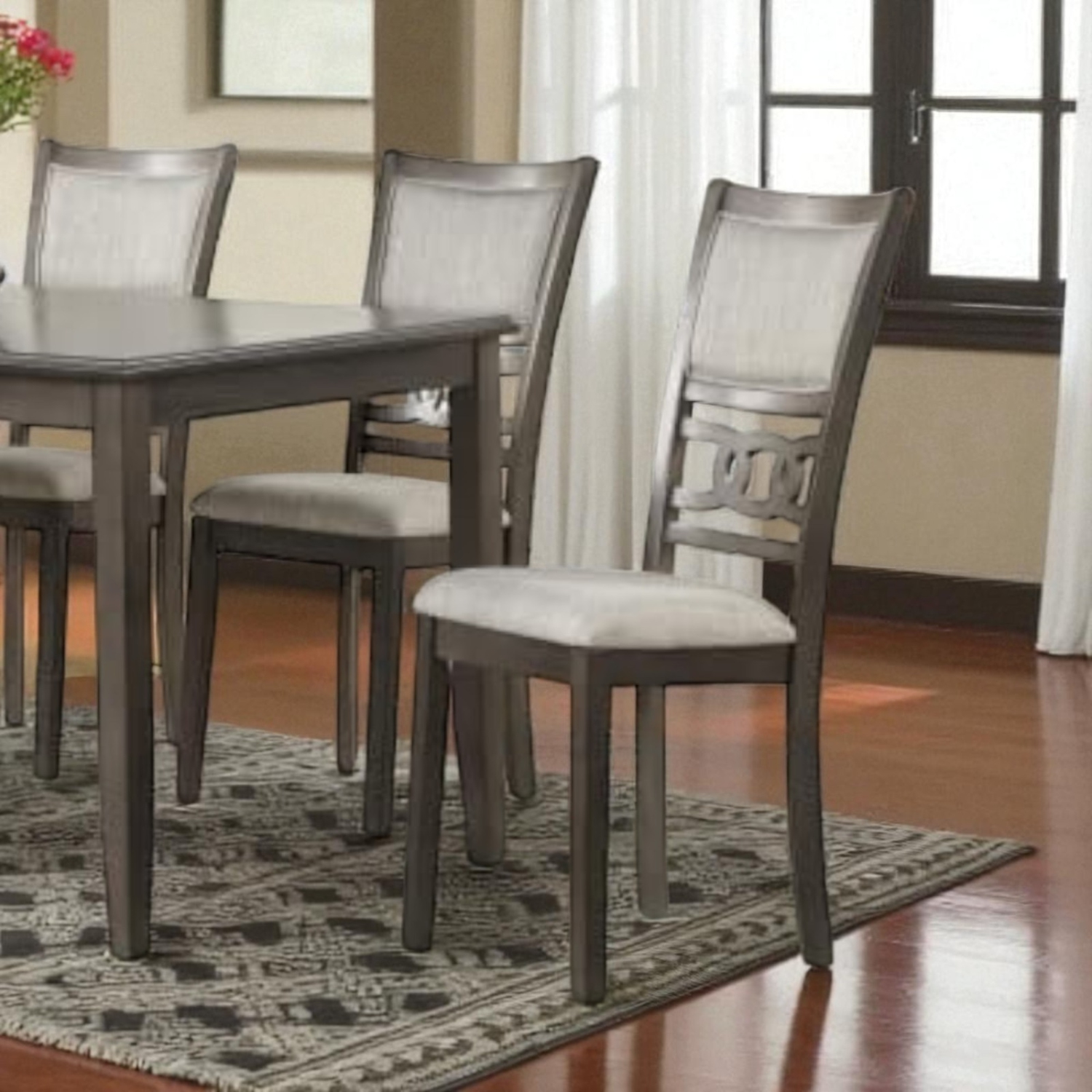 Cosmic Homes 7 Pcs Anna Dining Table Set for 6 Grey | Modern Dining Chairs Set of 6 & Dining Room Table | Table a Manger, Chaise de Cuisine | Table