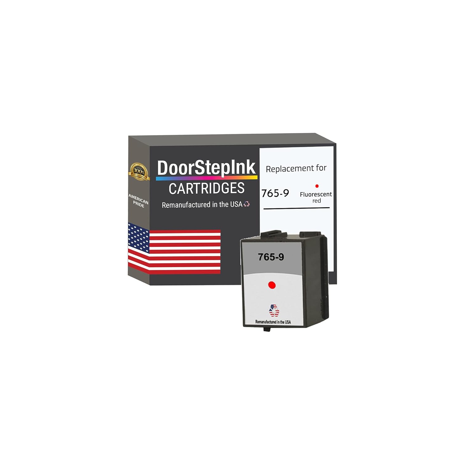 Marque DoorStepInk pour les cartouches d'encre rouge fluorescent Pitney Bowes 765-9 réusinées aux États-Unis