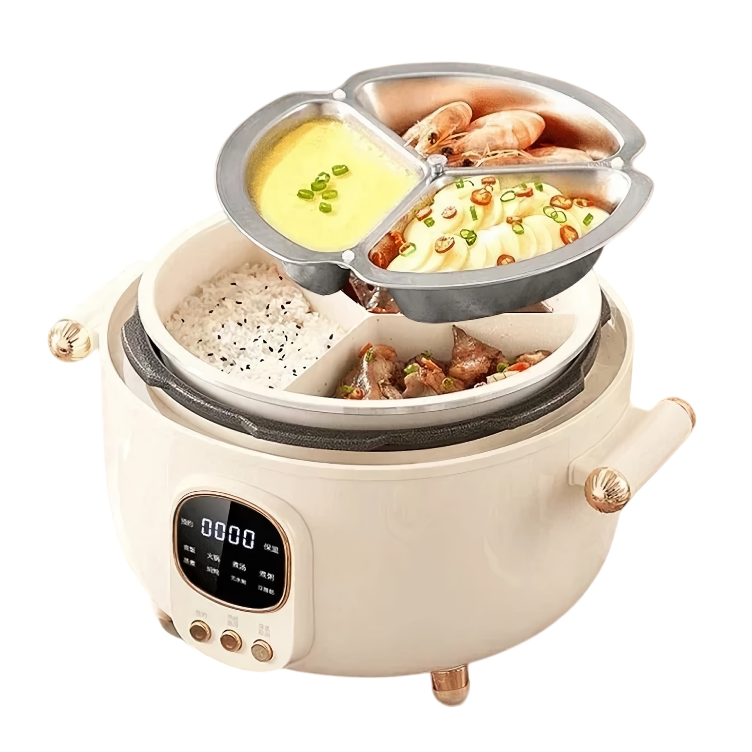 INTEXCA 4L Multifunctional Electric Pressure Cooker, 1000W Cooker with LED Display, Non-Stick Pot