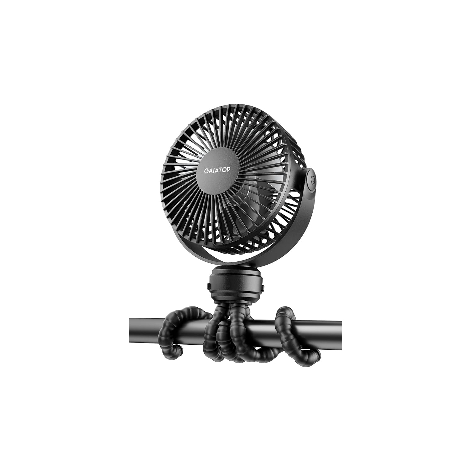 Gaiatop Mini Portable Pram Fan, Rechargeable Small Clip on Fan for Stroller, Detachable 3 Speed 360 Degree Rotate Flexible Tripod Handheld Desk
