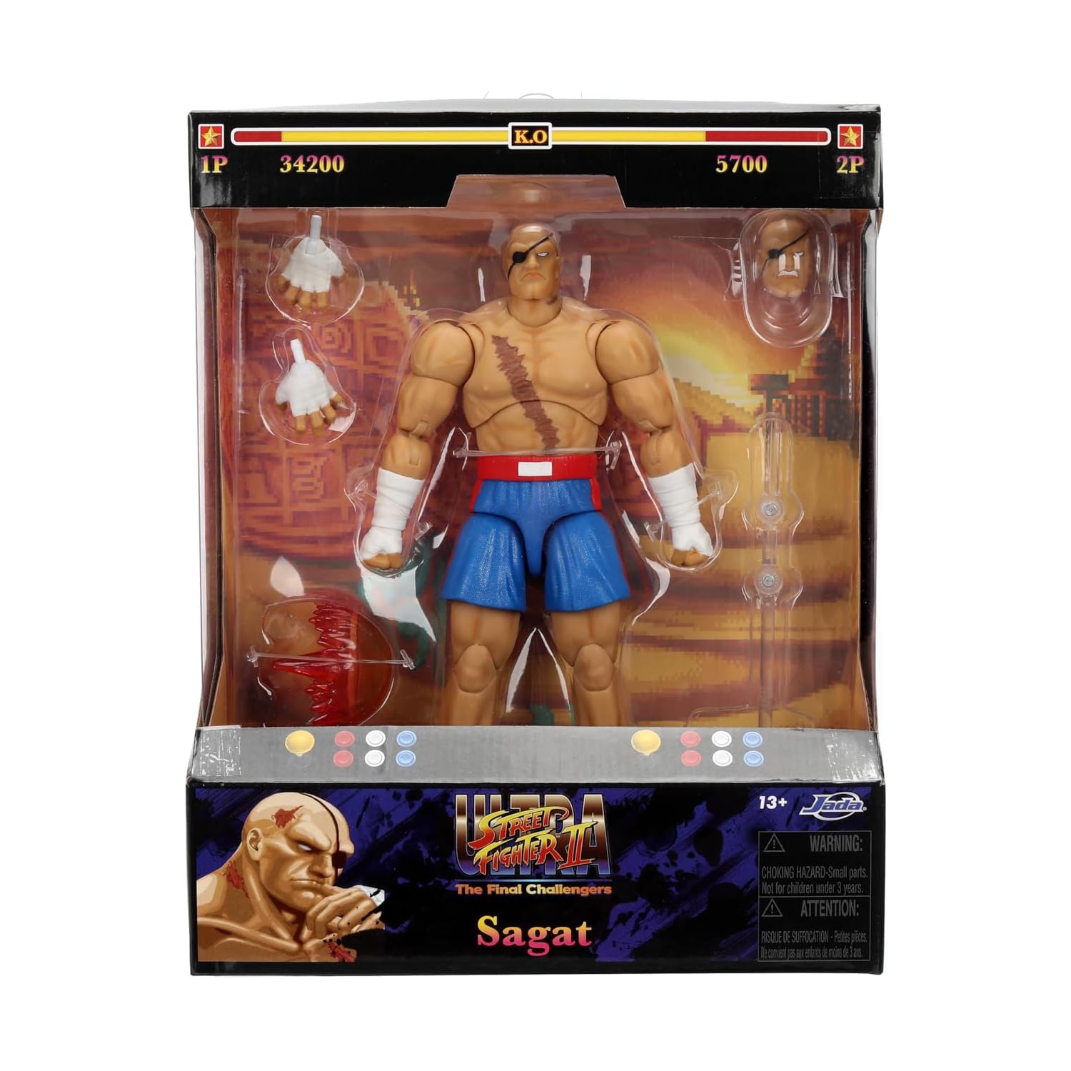 Street Fighter 2 The Final Challengers 8 Inch Action Figure Deluxe - Sagat