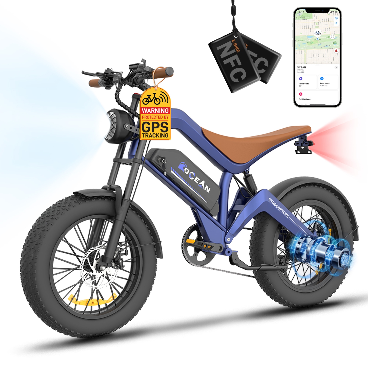 GRECO　GOIII1500 Gyrocopters Ocean Fat Tire Mountain Electric Bike for Adult 1500W