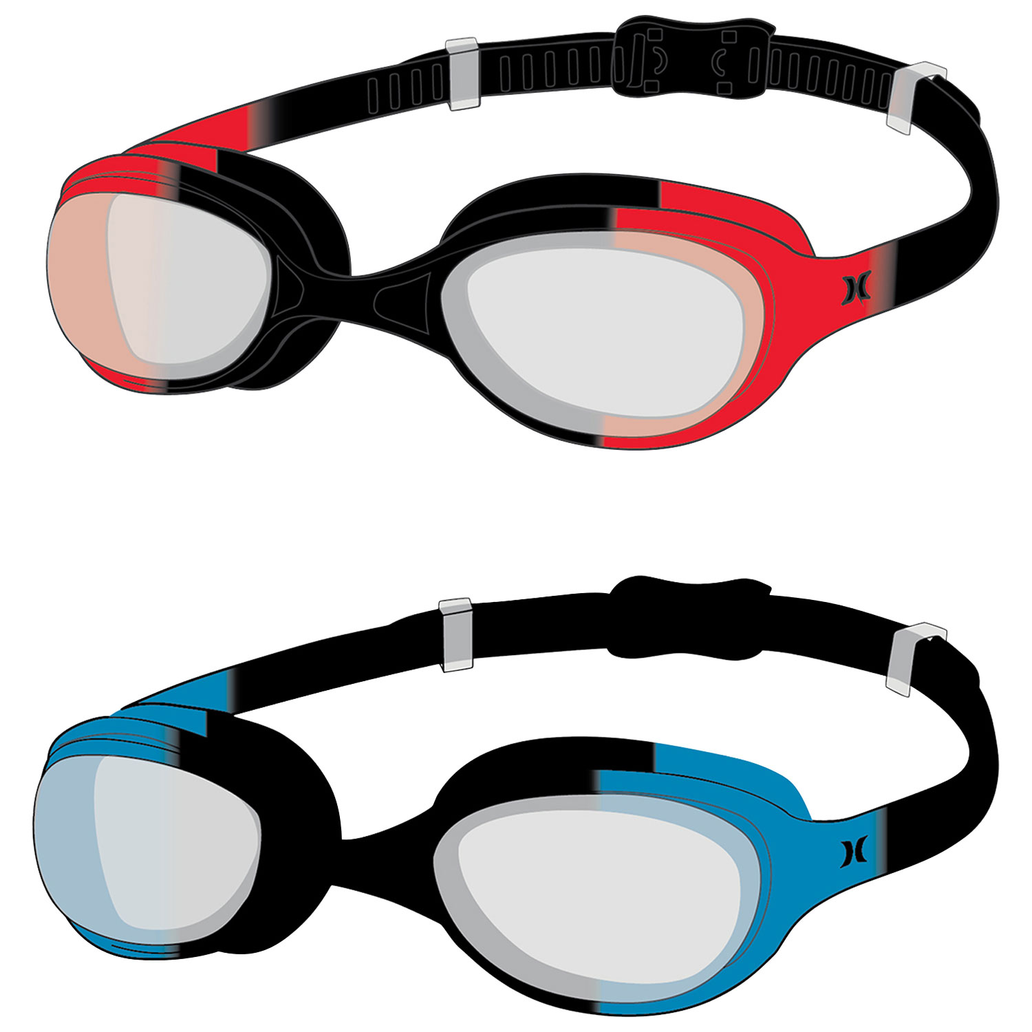 Lunettes de natation pour jeunes Solari de Hurley - Paquet de 2 - Rouge/Bleu