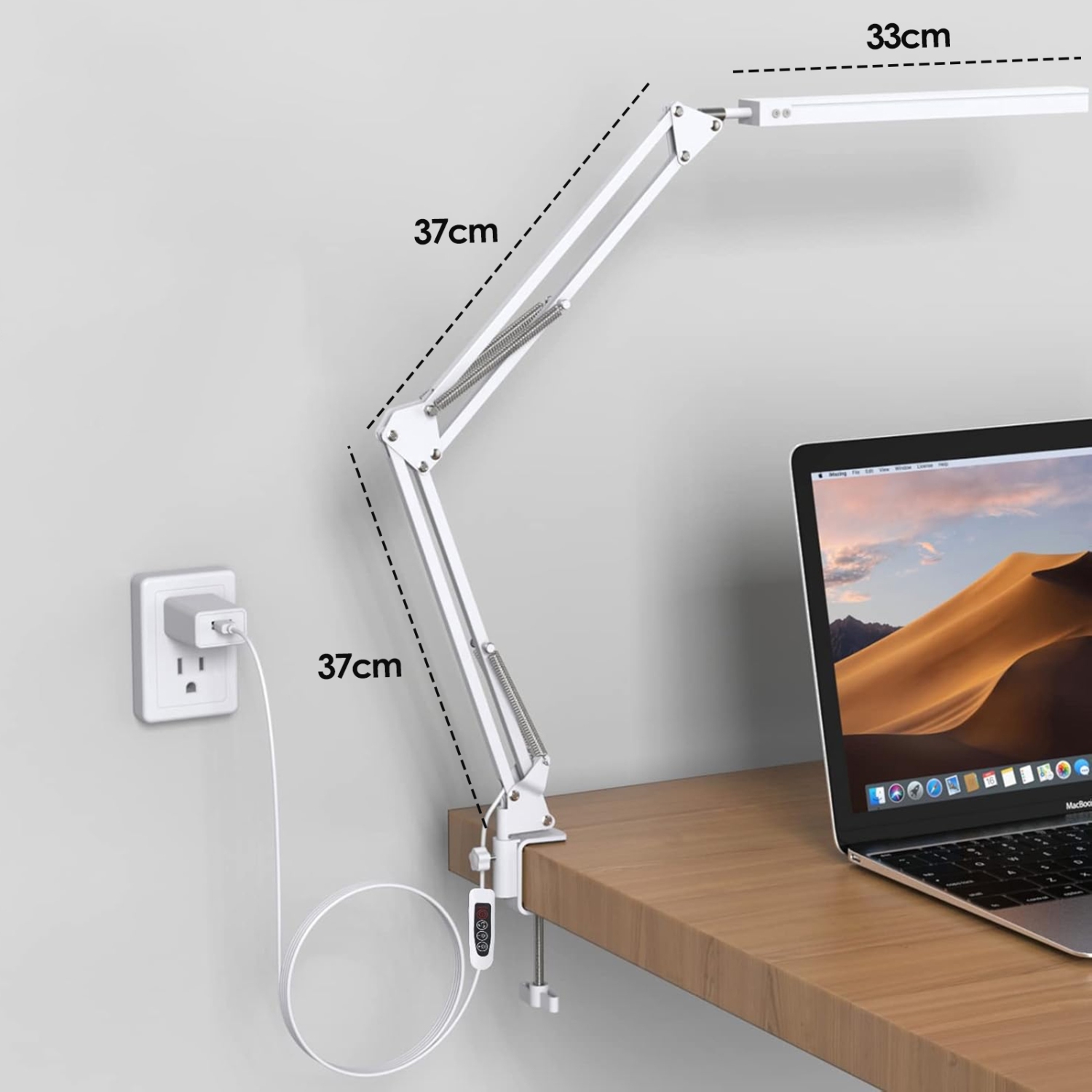 Lampe de bureau à pince avec protection des yeux, lampe de lecture pliable à bras long LED trois couleurs, idéale pour la chambre et le bureau