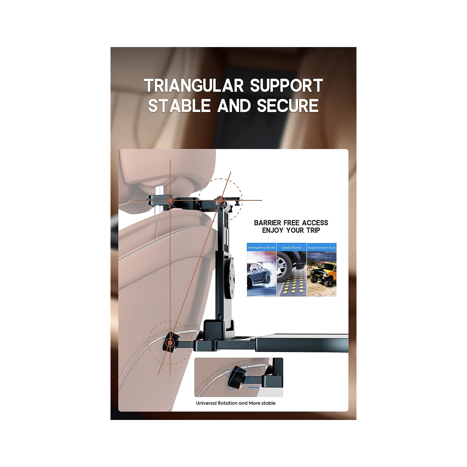 Car Seat Tray Table - Foldable Car Kids Passenger Roadtrip Eating Food Backseat Travel Trays Dinning Working Laptop Desk with Non-Slip