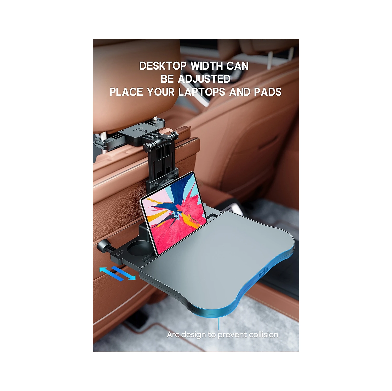 Car Seat Tray Table - Foldable Car Kids Passenger Roadtrip Eating Food Backseat Travel Trays Dinning Working Laptop Desk with Non-Slip