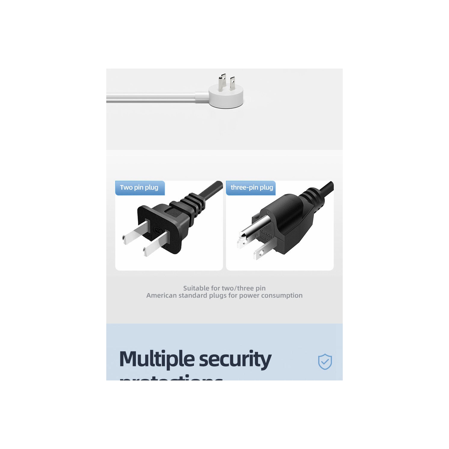 110V US Standard Socket USB Socket Board Terminal Block US-Mexico Power Converter Multi-hole Socket - NN-27 White [3m] 9-hole