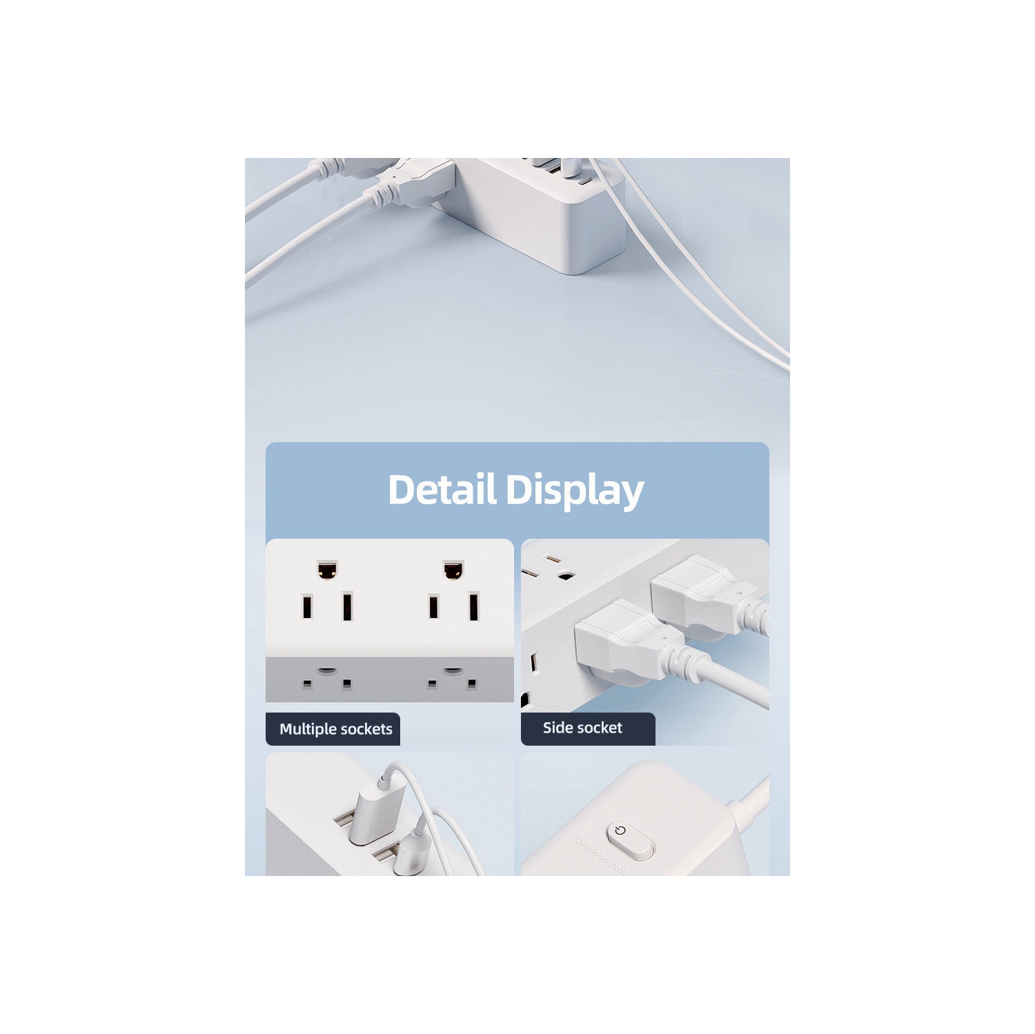110v American standard socket USB plug board wiring board US-Mexico power converter multi-hole socket-NN-27 white [1.5 meters] 9 holes