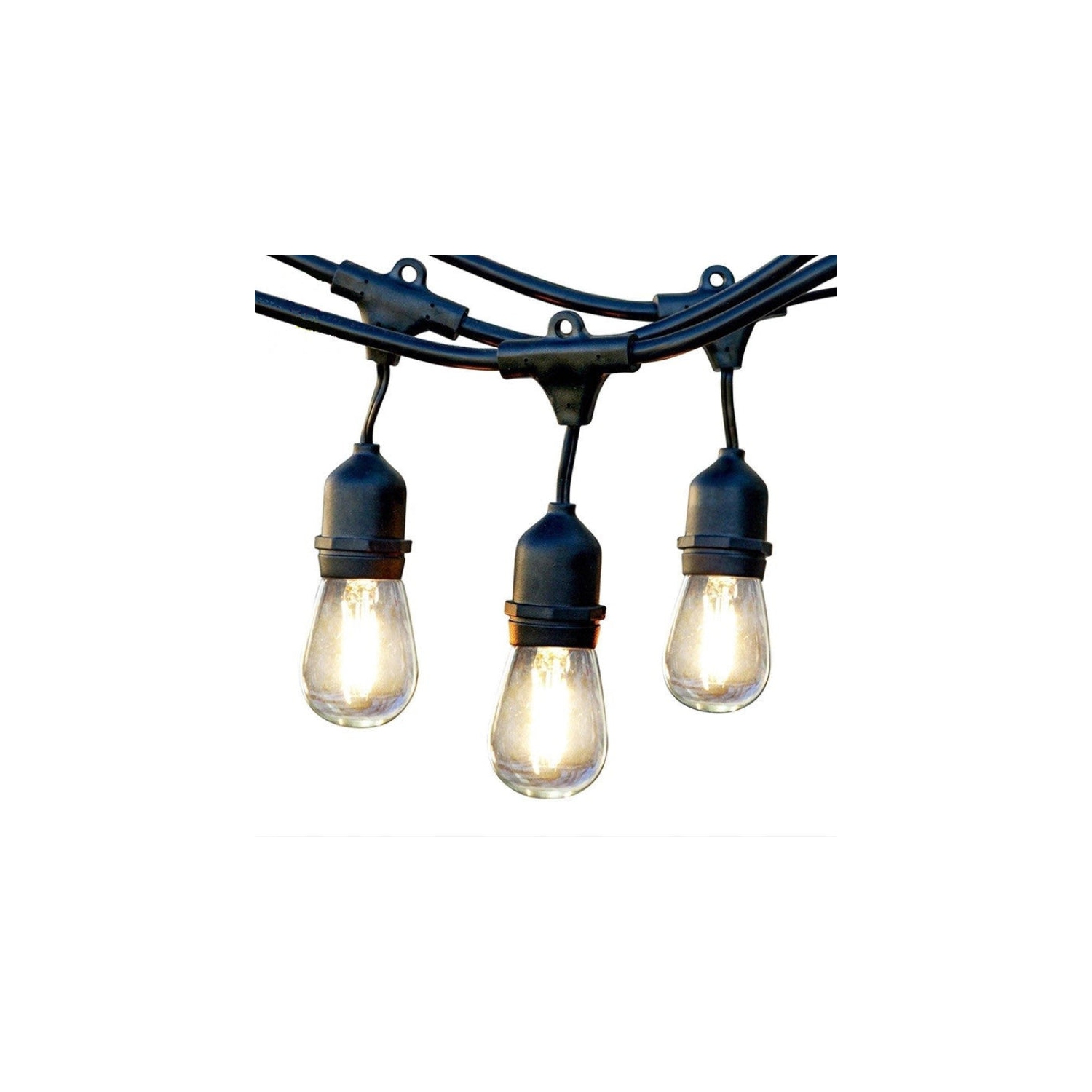 Guirlande de lumières d'extérieur LightingByHHD à l'épreuve des intempéries LED – 15 ampoules E26 certifiées UL pour le jardin, le patio et la