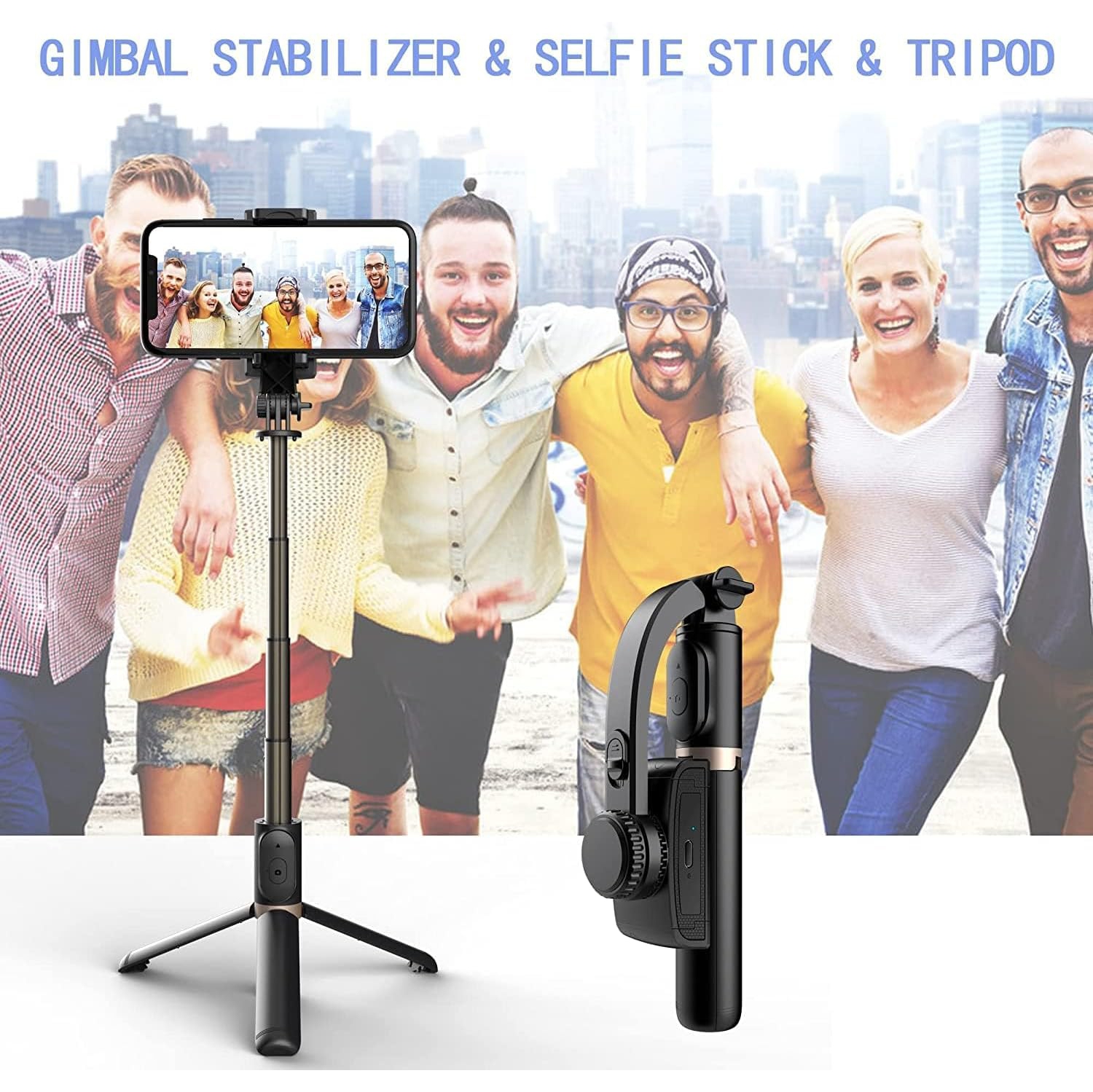 Smartphone Gimbal Stabilizer with Remote, Aluminum Extendable Selfie Stick Tripod, 360° Automatic Rotation, Auto Balance for Live Video Recording