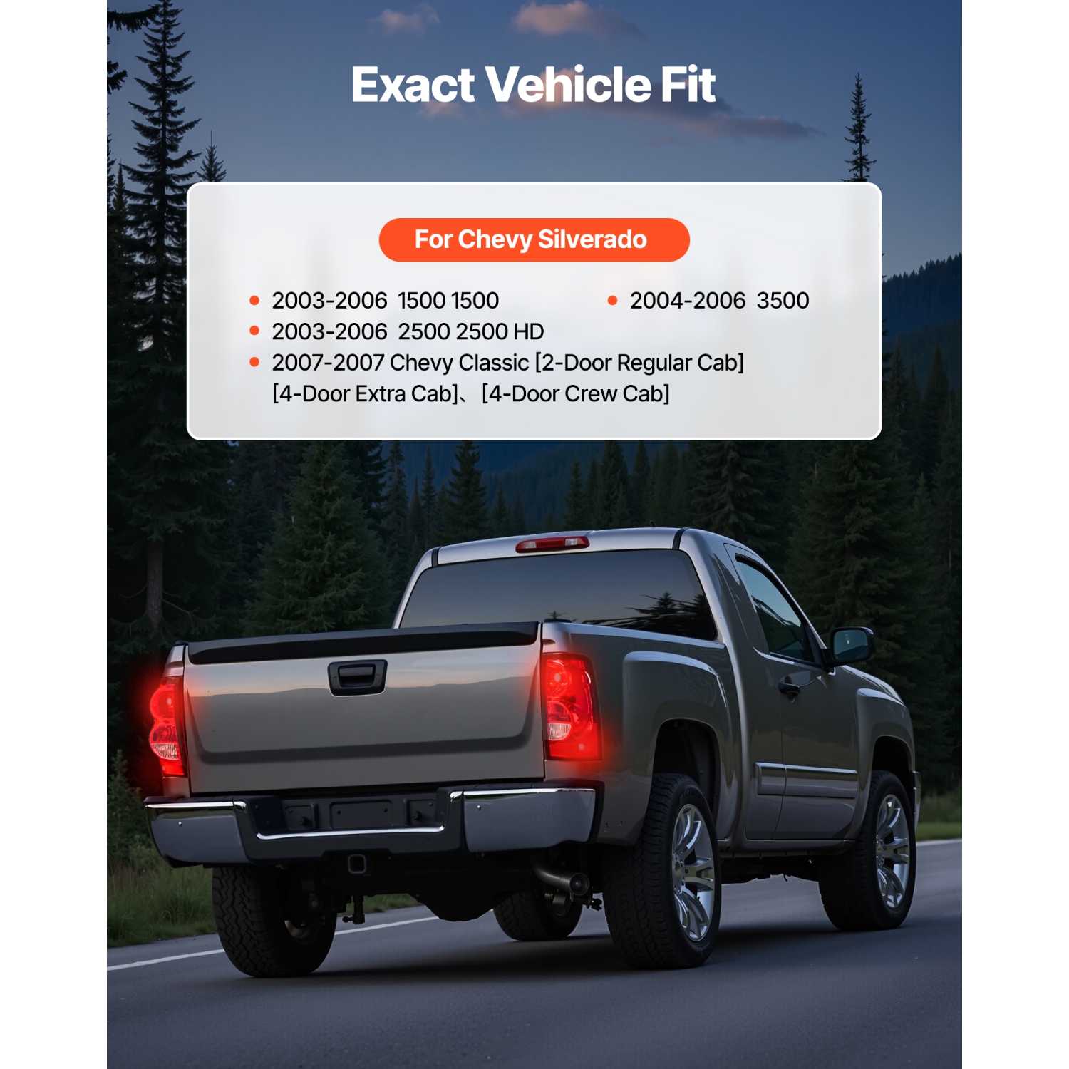 Feu arrière VEVOR 2PCS Compatible avec les feux de freinage arrière arrière 2003-2006 Chevy Silverado 1500 1500 HD 2500 2500 3500, Chevrolet Classic